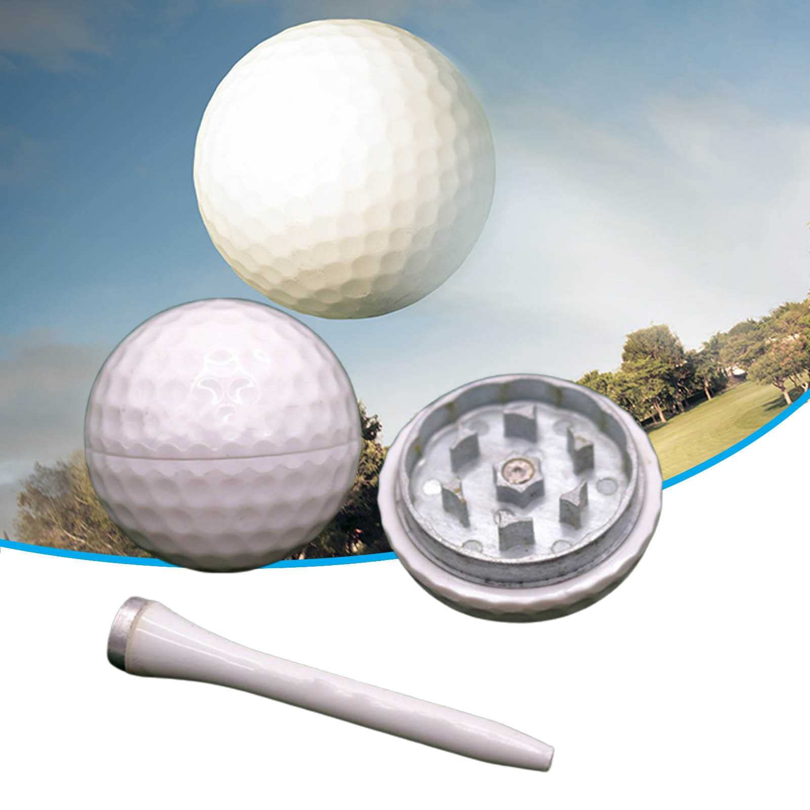 Yehalym Creative Golf Ball Herb & Spice Grinder - Portable Multifunctional Vanilla Grinder - Perfect Golf Gift for Dad (White) - Ideal for Kitchen, Camping & Outdoor Cooking