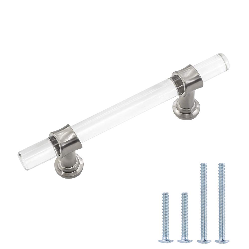 5 Pack Brushed Nickel Acrylic Drawer Pulls - PHLS9165SNB102 4