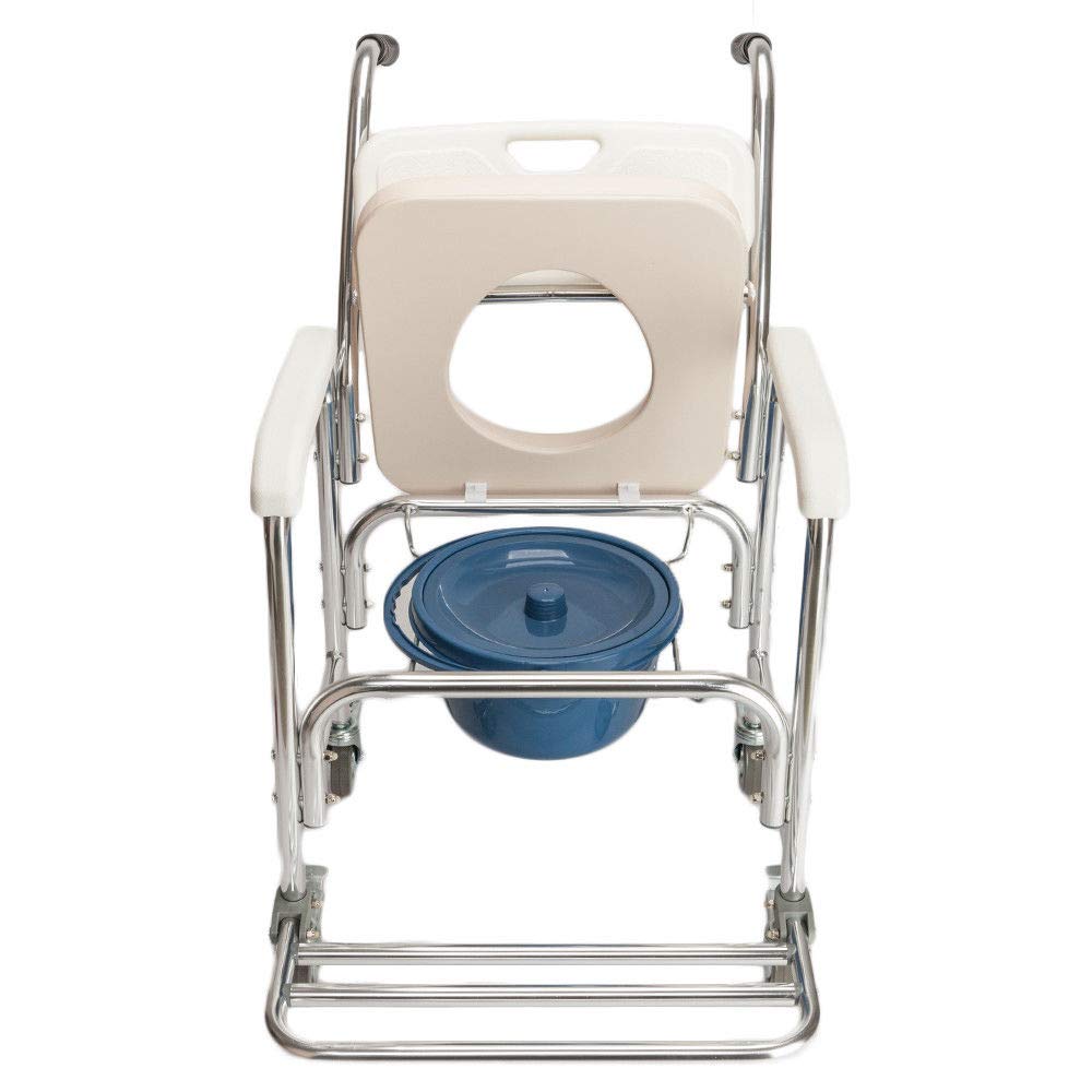 Lightweight Wheelchair Commode with Padded Seat - Shower & Bedside Transport Chair for Elderly & Disabled - Ideal for Bathroom Safety & Home Care Assistance