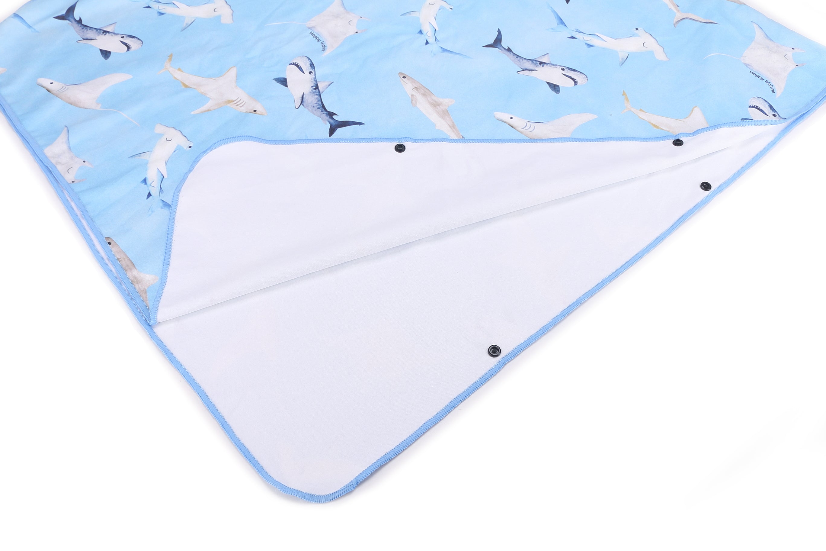 Happy Sharks Blue Hooded Beach Towel Poncho for Teens - Quick Dry Swim Cover Up for Pool, Beach & Water Sports