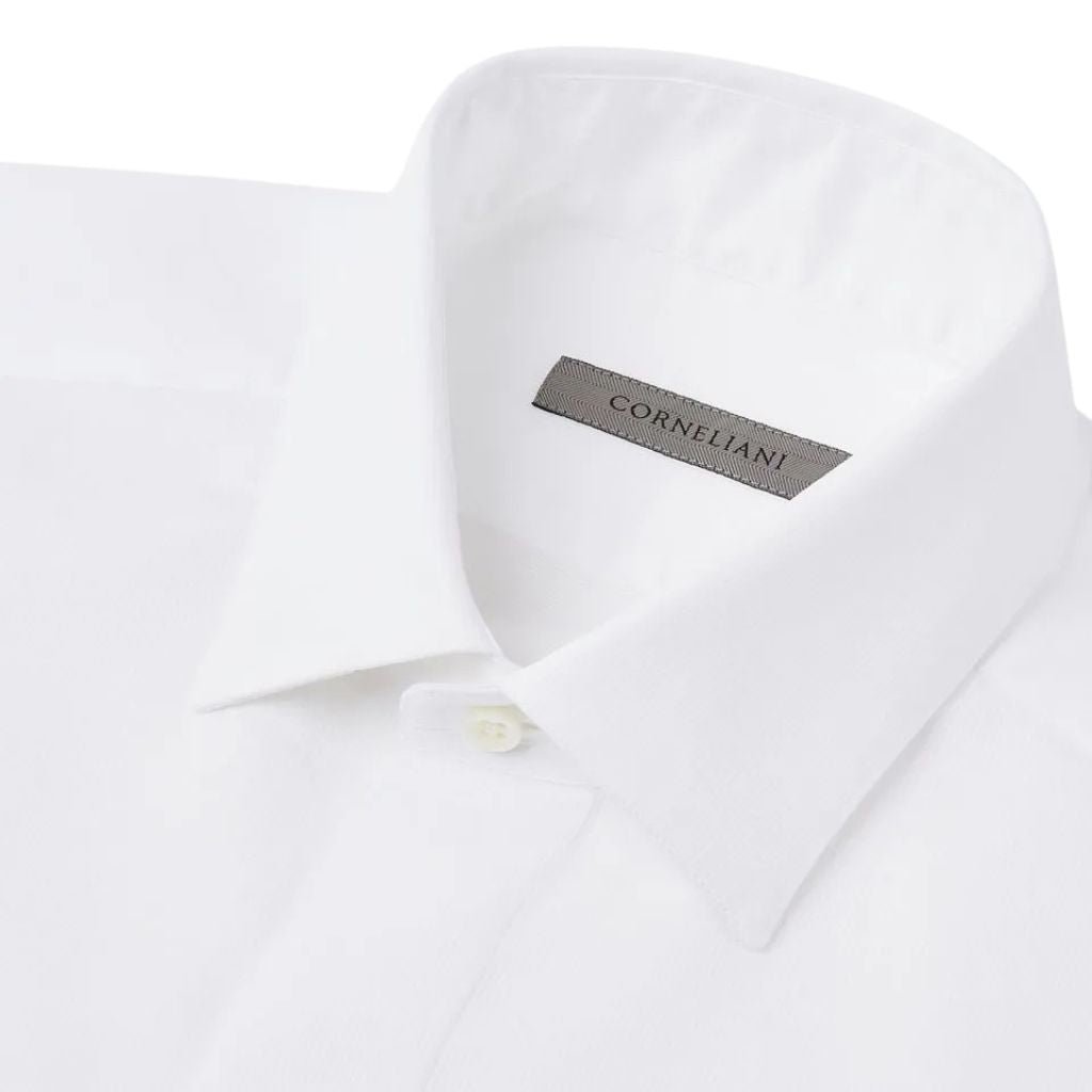 Corneliani Code White Dinner Shirt for Men - Elegant Formal Wear for Weddings, Parties & Special Occasions