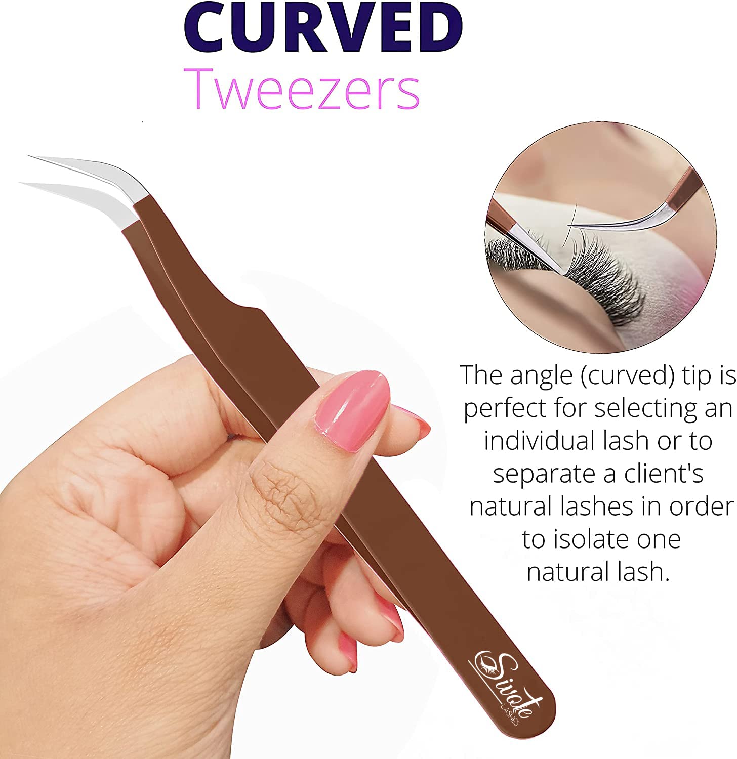 SIVOTE Professional Eyelash Extension Tweezers Set - 3 Pack Volume, Isolation & Classic Lashes Tools (Chocolate Color) - Perfect for Salon, Home Use & DIY Lash Artists