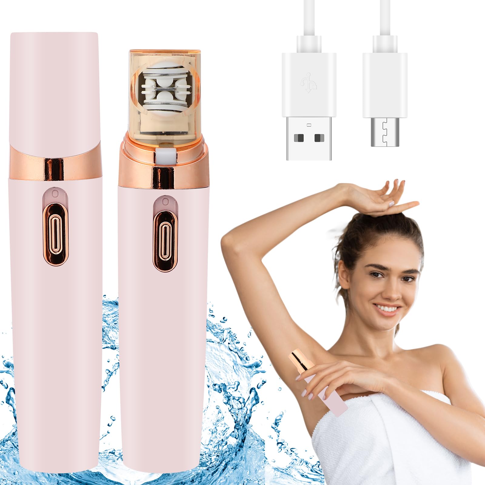 Pluxy Epil 3.0 Women's Facial Hair Remover - 2-in-1 Electric Epilator & Shaver for Face, Lip, Legs, Underarms - Painless Hair Removal for Smooth Skin at Home or Travel