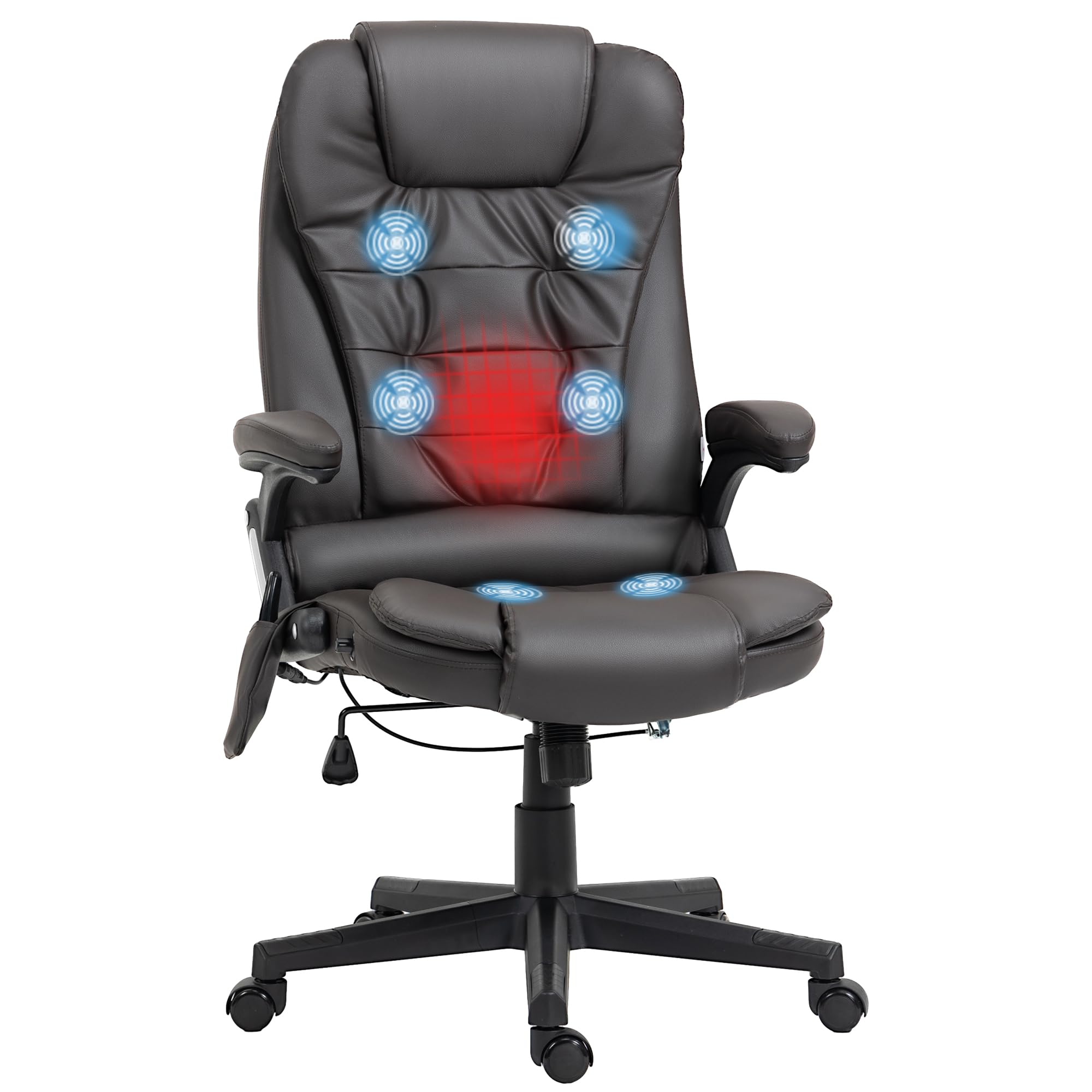 HOMCOM Heated Massage Office Chair with 6 Vibration Points - Perfect for Home & Office Workspaces