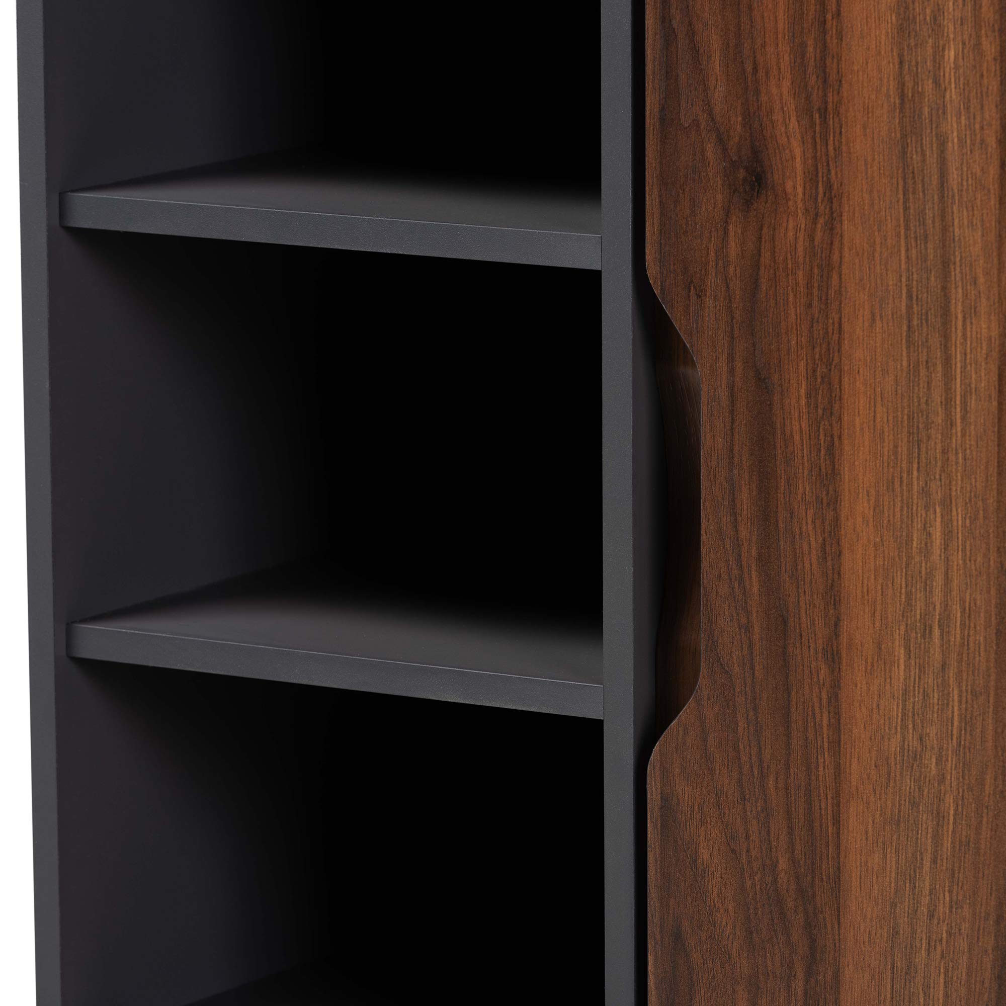 Baxton Studio Shoe Rack - 3-Tier Wooden Shoe Organizer with Sturdy Metal Frame in Walnut, Grey & Dark Brown | Space-Saving Entryway, Closet & Bedroom Storage Solution