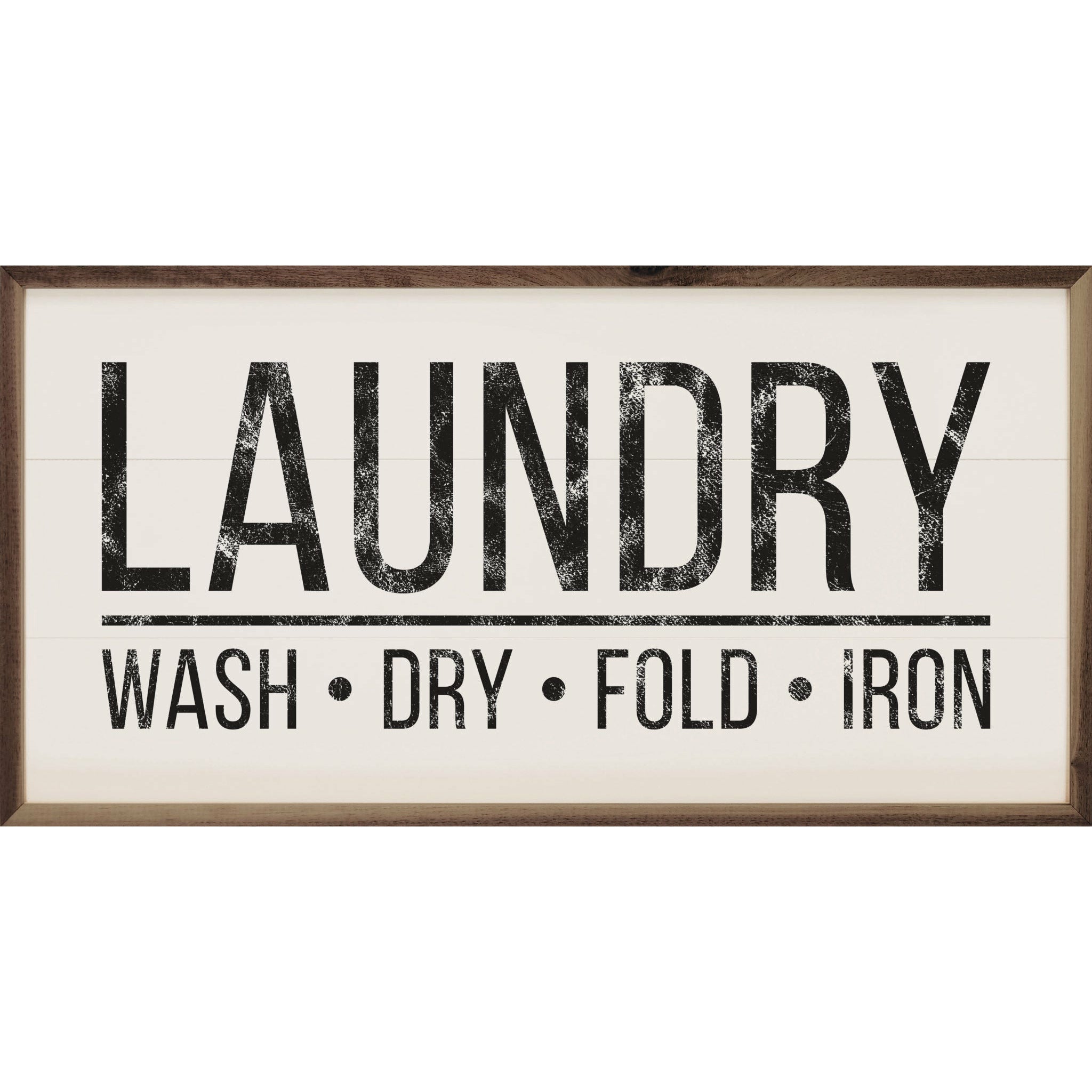 Laundry Wash Dry Fold Iron Wood Framed Wall Art Print - Perfect for Laundry Room Decor, Bathroom Wall Art & Home Office Decoration