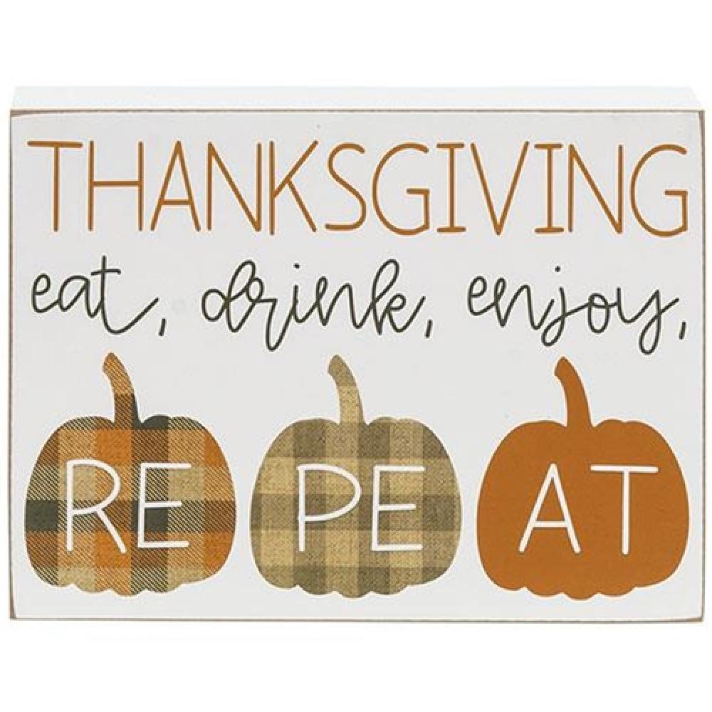 Eat Drink Enjoy Pumpkins Box Sign - Rustic Farmhouse Wooden Wall Decor for Fall Thanksgiving Halloween Home Decor - Perfect for Kitchen, Dining Room, Porch & Seasonal Party Decoration