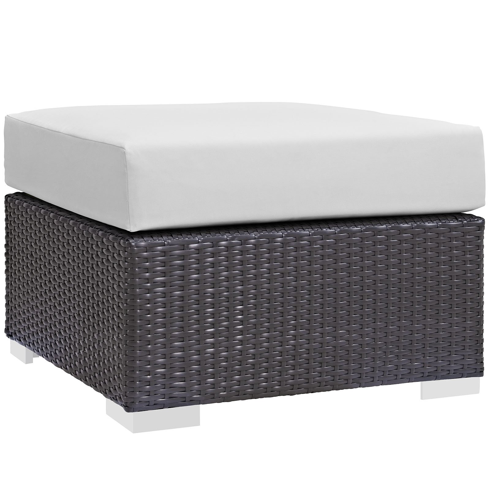 Modway Convene 4-Piece Wicker Rattan Outdoor Patio Furniture Set - Espresso White Color - Perfect for Backyard, Garden, Poolside & Patio Relaxation