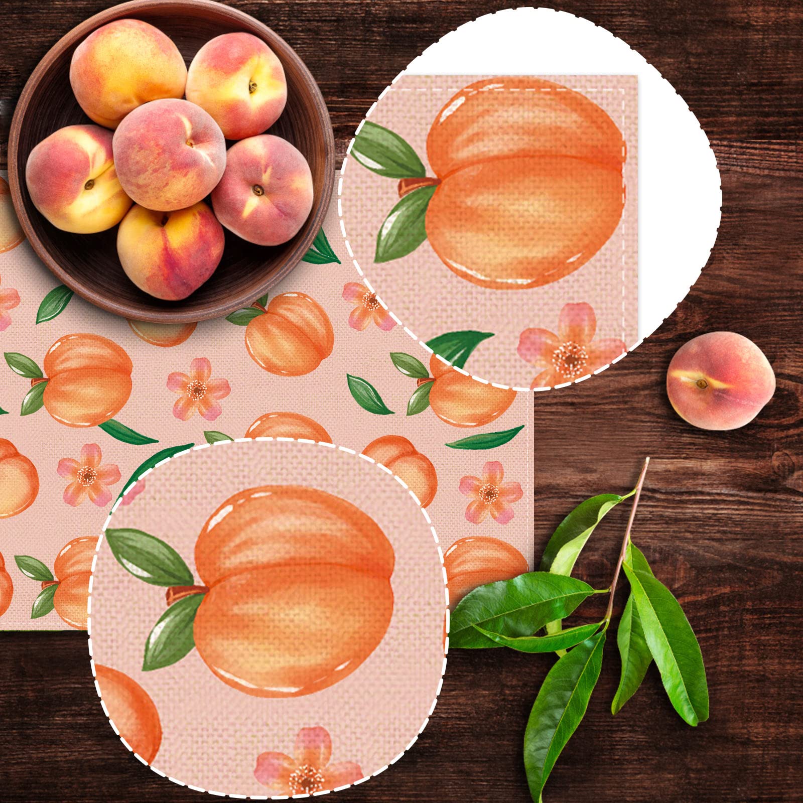 Linen Peach Table Runner for Summer Decorations | Sweet As A Peach Girl Birthday Party | Home Dining Room & Kitchen Table Decor (13