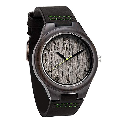 Men's Wooden Watch - Japanese Quartz Movement, Stainless Steel Buckle & Leather Strap for Outdoor & Office Wear