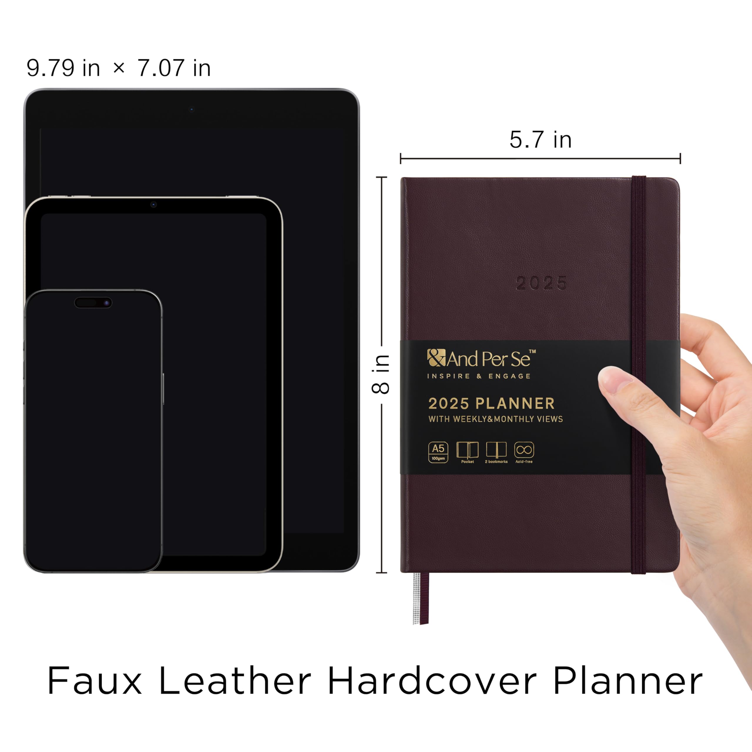 2025 Daily Weekly Monthly Planner - A5 Size (5.7