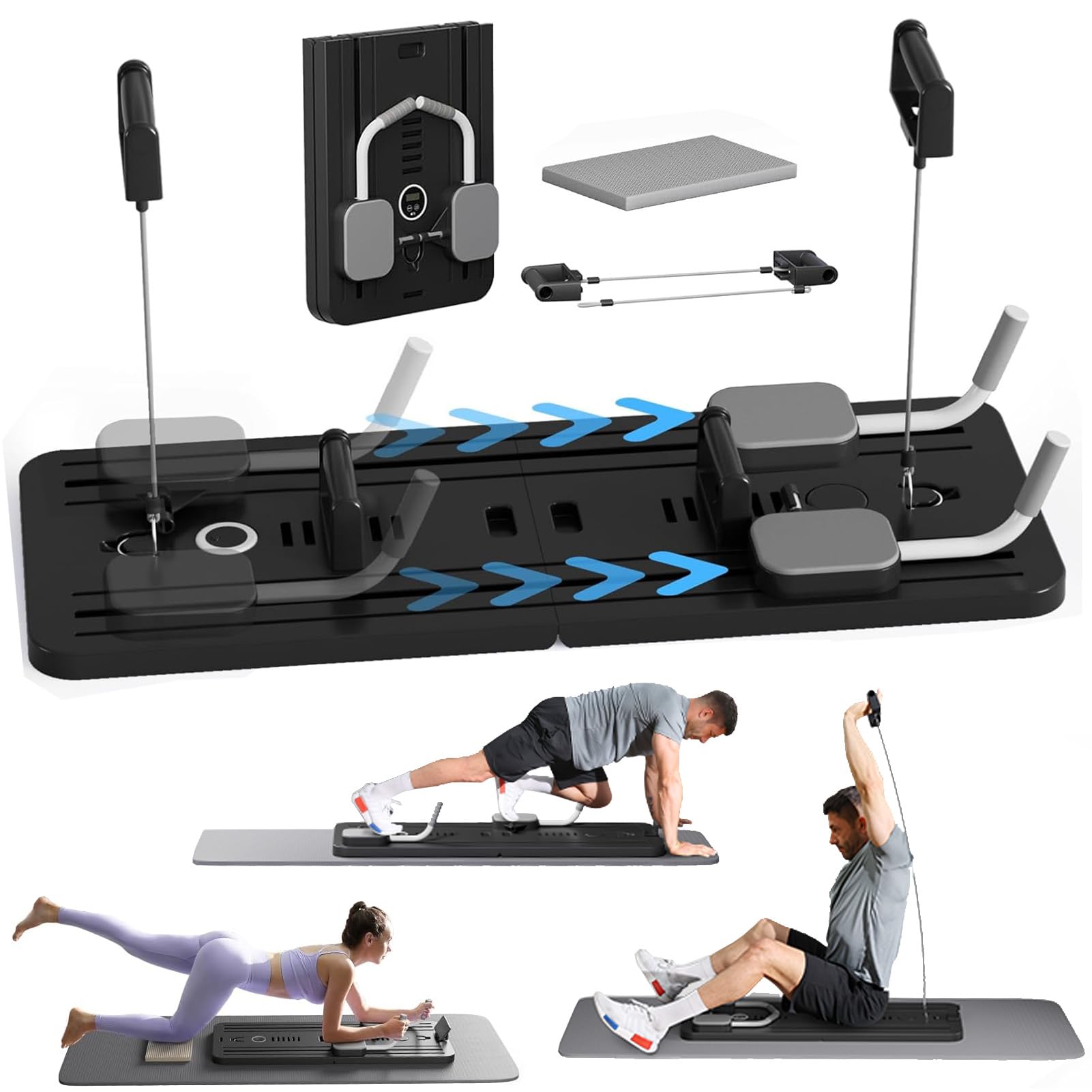 EFGETD Upgraded Ab Roller Wheel with Elbow Support - Automatic Rebound Core Trainer for Home Gym, Abdominal Exercise Equipment for Men & Women - Perfect for Abs Workout, Strength Training & Fitness (Black)
