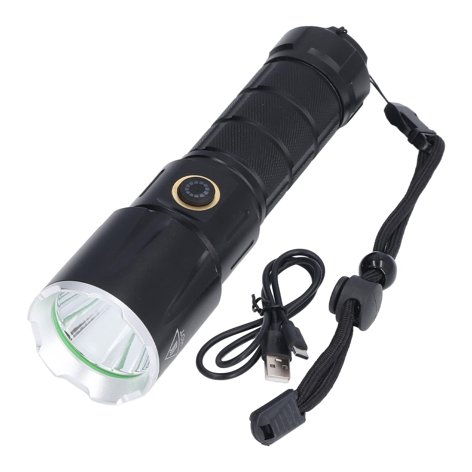 Rechargeable Flashlight USB Charging - 5 Brightness Levels, IPX4 Waterproof, Wide Beam - Aluminum Alloy Handheld Flashlight for Camping, Hiking, Emergency & Home Use