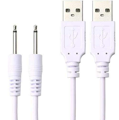 2 Pack Replacement DC Charging Cable Set - Compatible with Lovesense, Tracys Dog & Tracy's Dogg Beauty Instruments - 2.5mm USB Charger Cords for Wand Vibrating Massagers - Perfect for Home Spa & Personal Care Relaxation