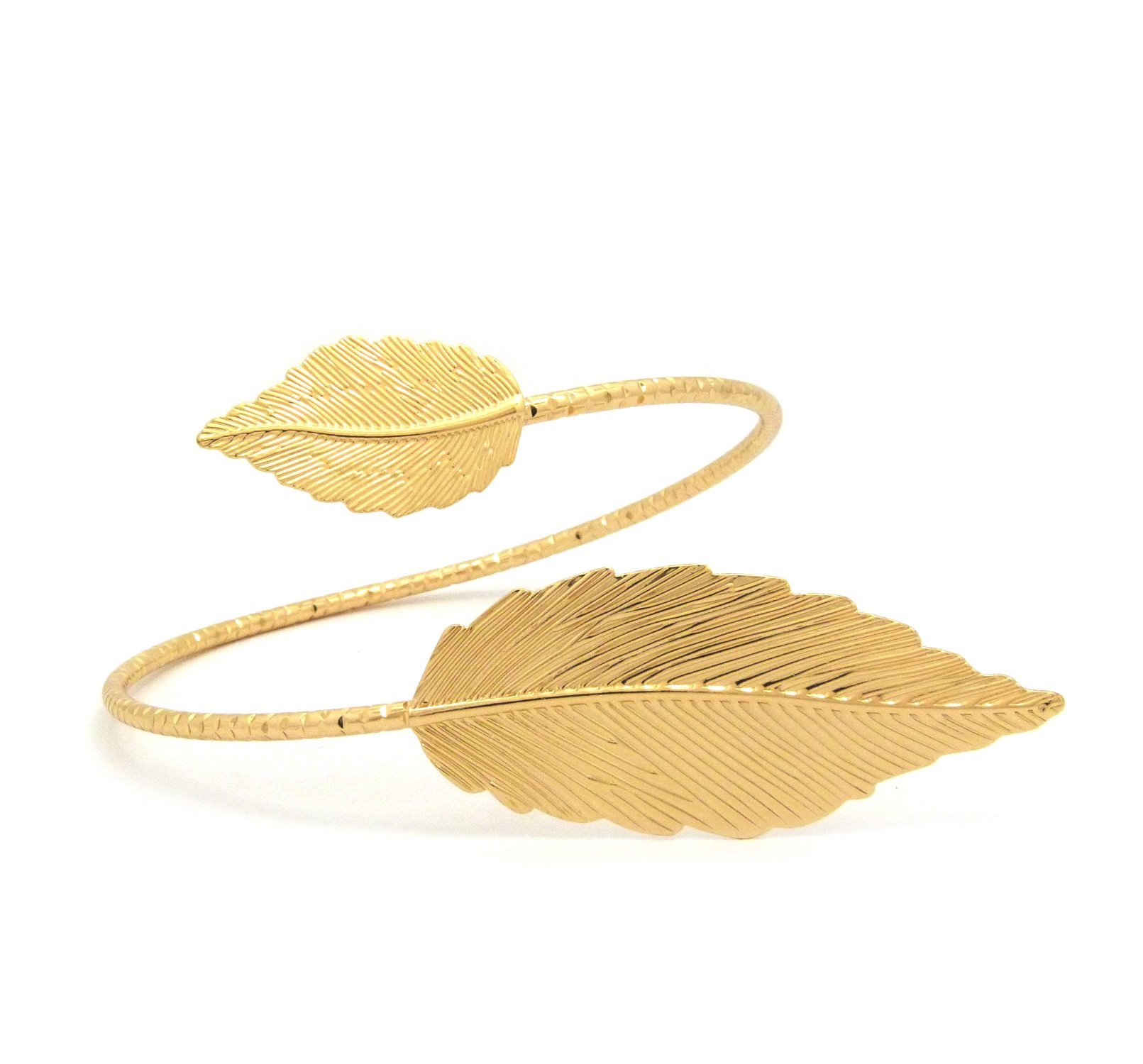 NYFASHION101 Women's Gold-Tone Leaf Arm Cuff Bracelet - Elegant Boho Jewelry for Parties, Weddings & Special Occasions