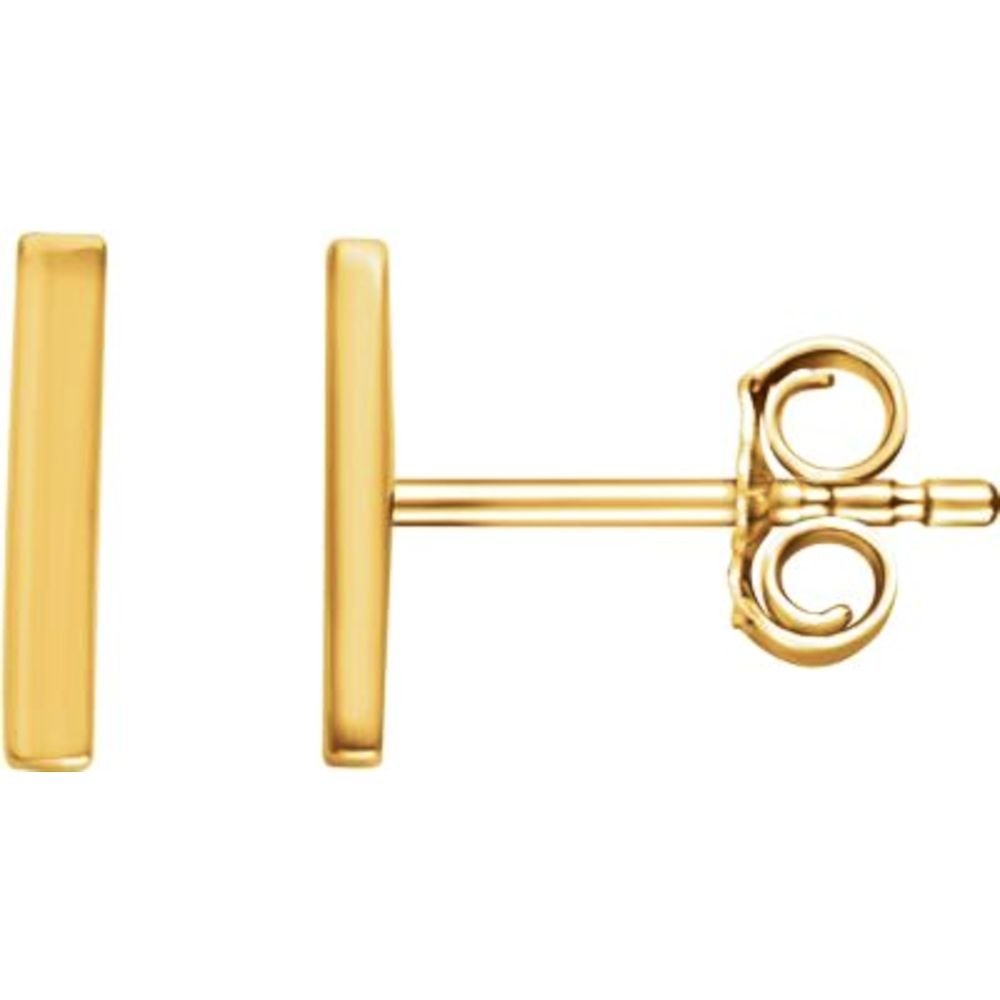 14K Yellow Gold Vertical Bar Earrings for Women - Minimalist Dainty Everyday Hoop Earrings - Perfect for Work, Date Night & Special Occasions