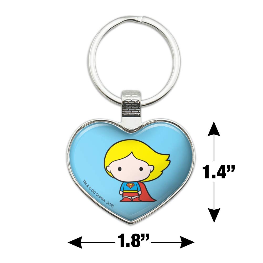 Superman & Supergirl Cute Chibi Keychain - Heart Love Metal Key Ring for Anime Fans, Couples & DC Comics Collectors - Perfect for Backpacks, Gifts & Key Organization