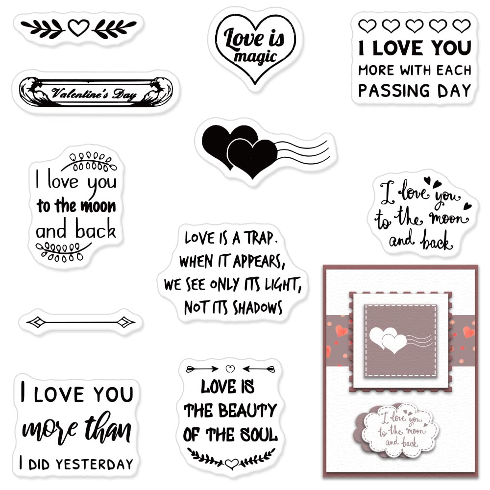 Love Words Sentiment Clear Stamps for Card Making, Scrapbooking & DIY Decor | Arrow Heart Stamps for Embossing, Album Crafts & Valentine's Décor | Perfect for Greeting Cards, Journals & Handmade Gifts