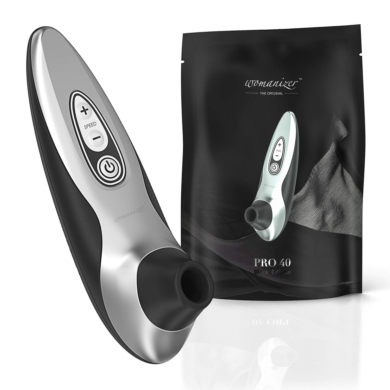 Womanizer Pro40 Clitoris Stimulator - 6 Suction Speeds Clitoral Vibrator for Women | Rechargeable Adult Sex Toy | Personal Massager for Solo & Couples Play | Black Pleasure Device for Enhanced Sensual Experience