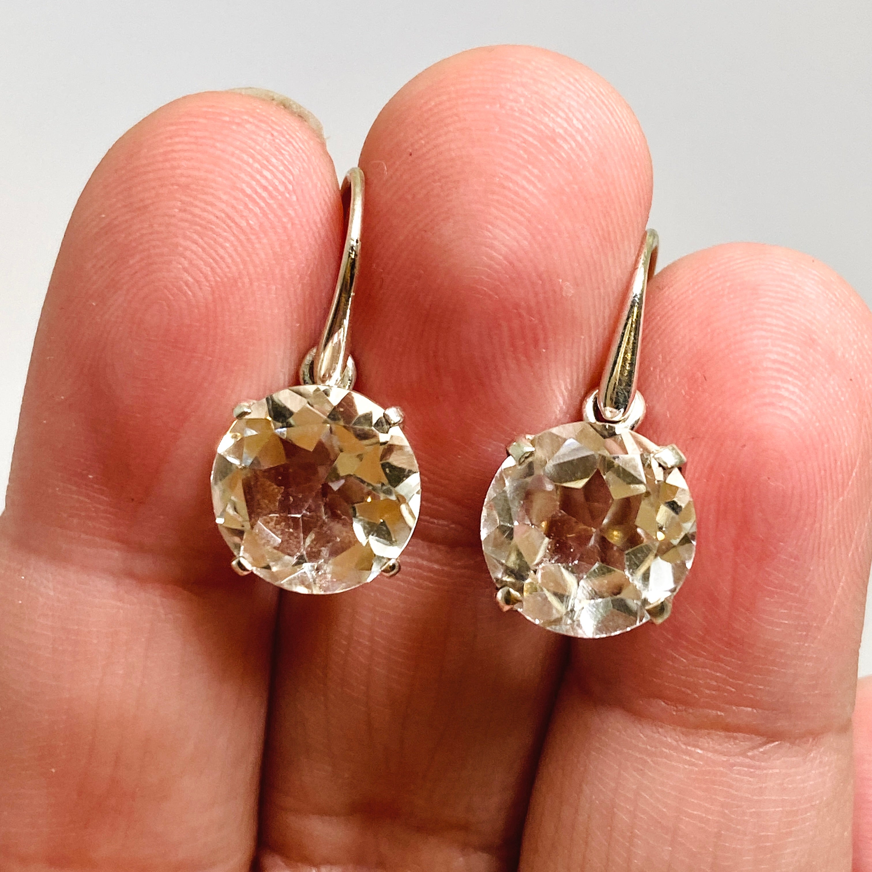 Clear Quartz Round Faceted Earrings for Women | Elegant Crystal Stud Earrings | Perfect for Everyday Wear, Office & Special Occasions