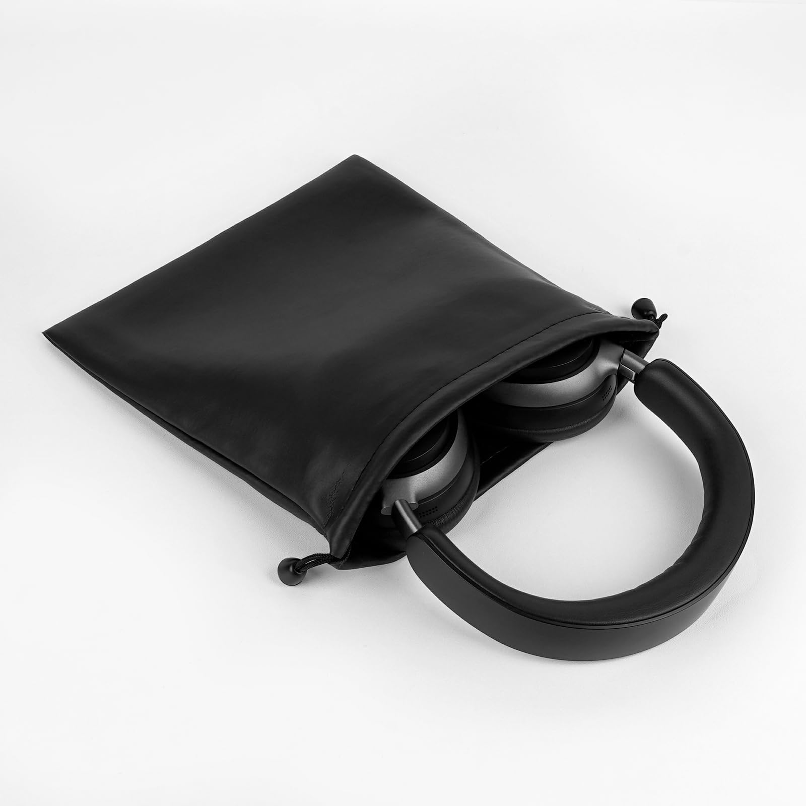 Geekria Universal Headphone Carrying Case - Premium PU Leather Travel Pouch for Headset Protection - Compact & Portable Storage Bag for AirPods, Beats, Sony Headphones - Perfect for Travel, Commuting & Office Use (Black)