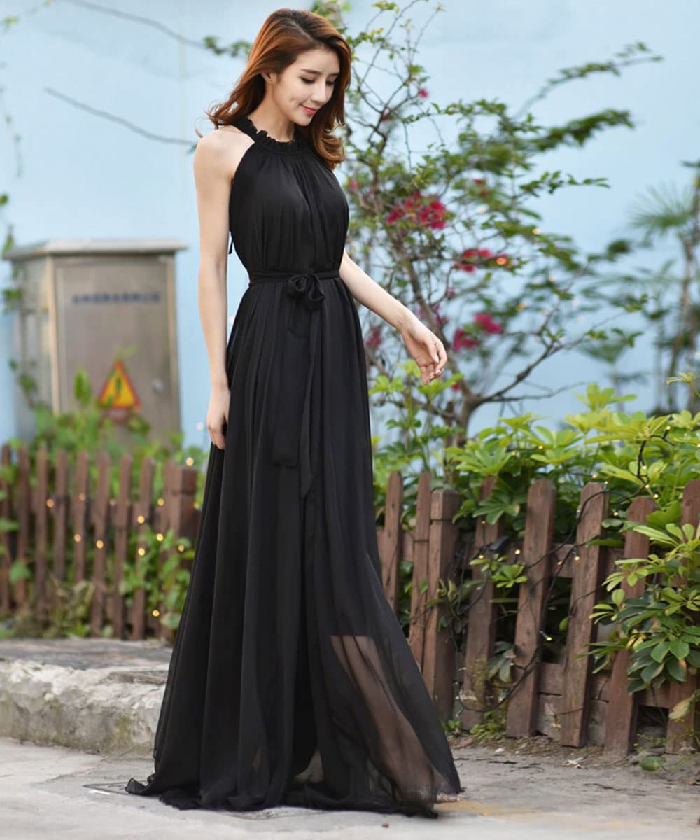 MedeShe Women's Floral Chiffon Maxi Dress - Elegant Beach Bridesmaid Sundress for Holiday & Summer Vacations | Perfect for Weddings, Parties & Casual Outings