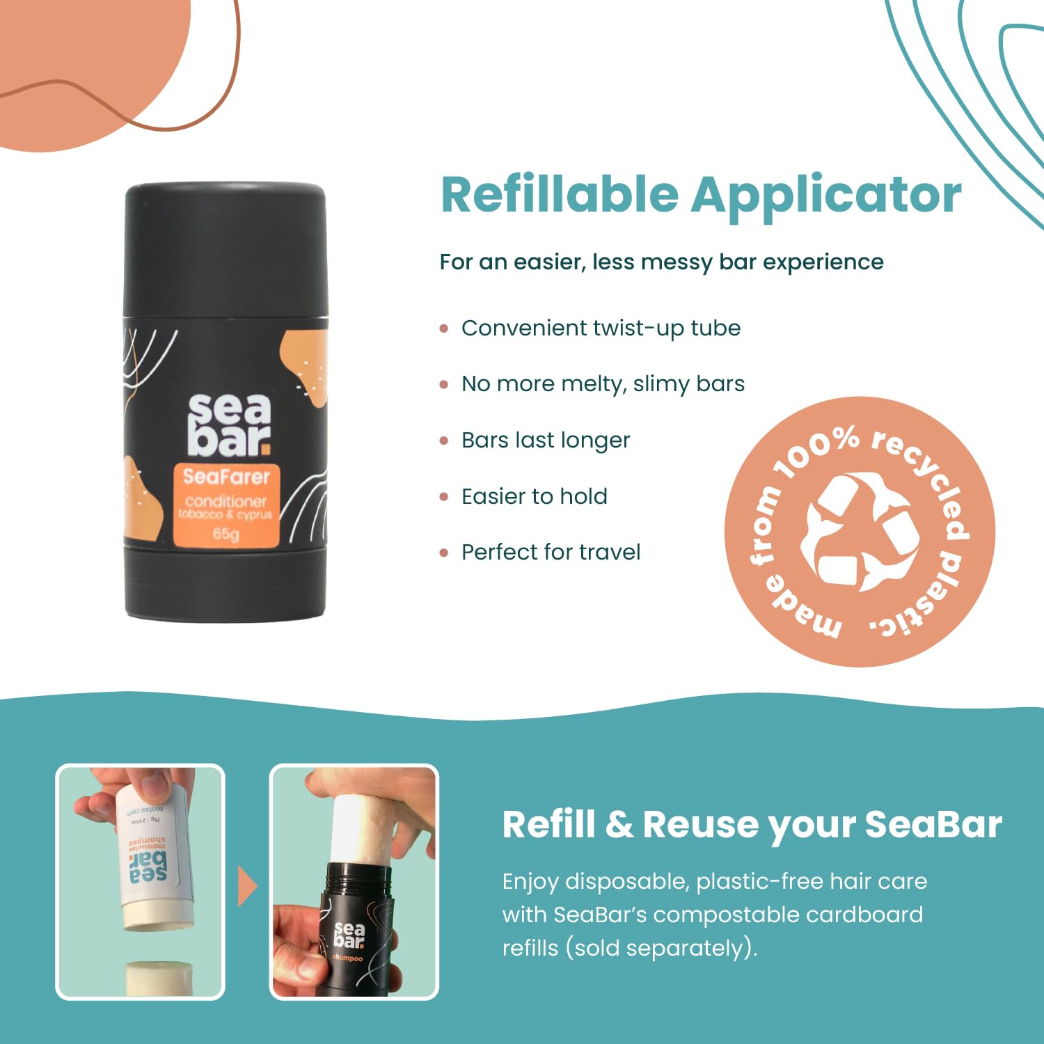 All Natural Vegan Conditioner Bar - Sulfate-Free, Eco-Friendly Zero Waste Hair Shampoo with Reusable Packaging | Perfect for Travel, Camping & Sustainable Hair Care