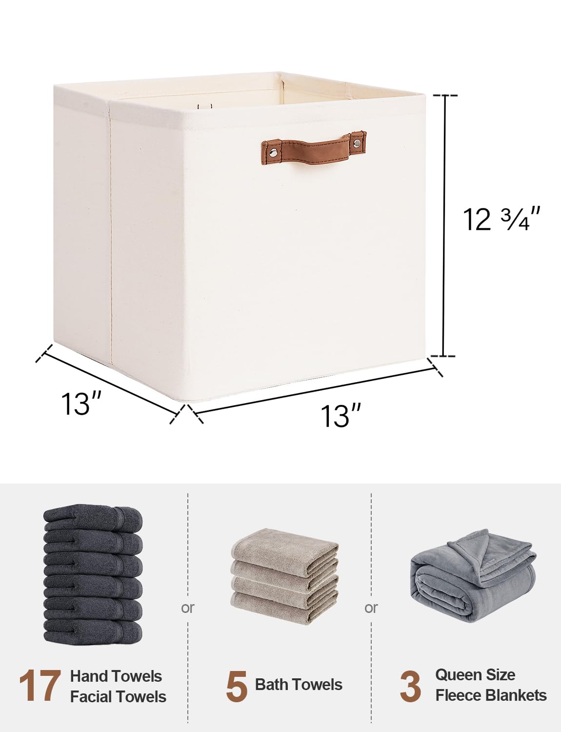 Collapsible Storage Cubes 13x13 Inch - Foldable Fabric Storage Bins with Lids & Handles for Closet Organization | Decorative Storage Boxes for Bedroom, Nursery, Office & Home Organization