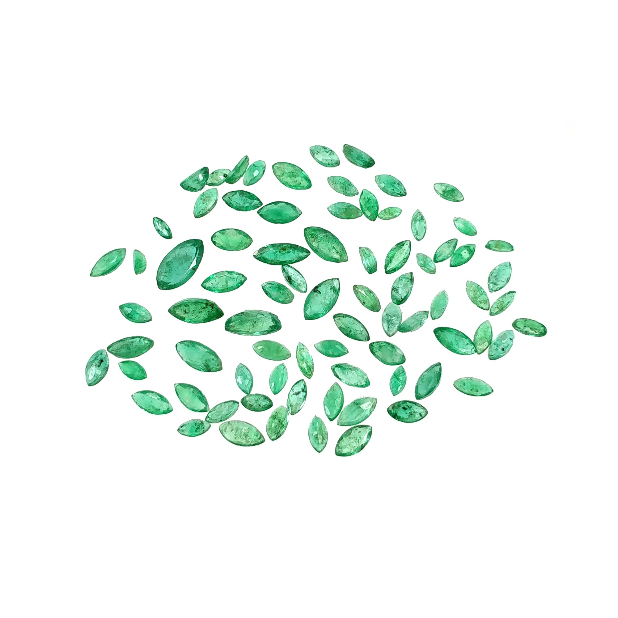 Natural Untreated 7.55ct Green Emerald Gemstone - Marquise Cut (3mm, 7x3.5mm) - 78pcs for Jewelry Making, Engagement Rings & Luxury Gifts