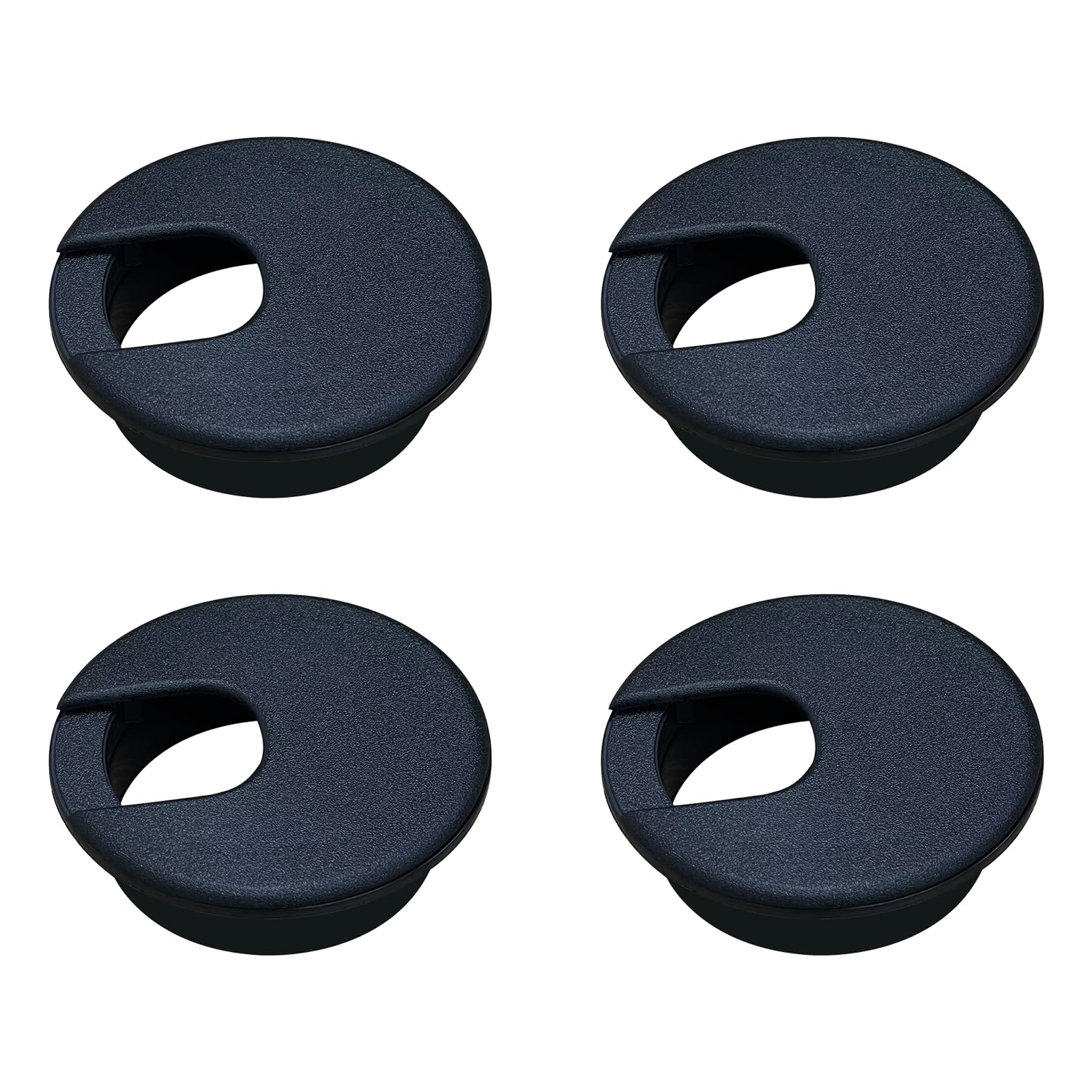 2 Inch Black ABS Plastic Desk Grommet - 4 Pack Durable Detachable Cable Hole Cover for Home & Office Desks - Perfect for Organizing Computer Wires, Monitor Cables & Power Cords Under Workstations