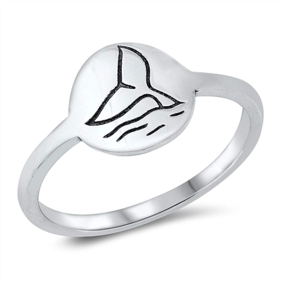 925 Sterling Silver Whale Tail Ocean Wave Ring for Women - Elegant Jewelry Gift for Her, Perfect for Beach Vacations, Ocean-Themed Parties & Everyday Wear