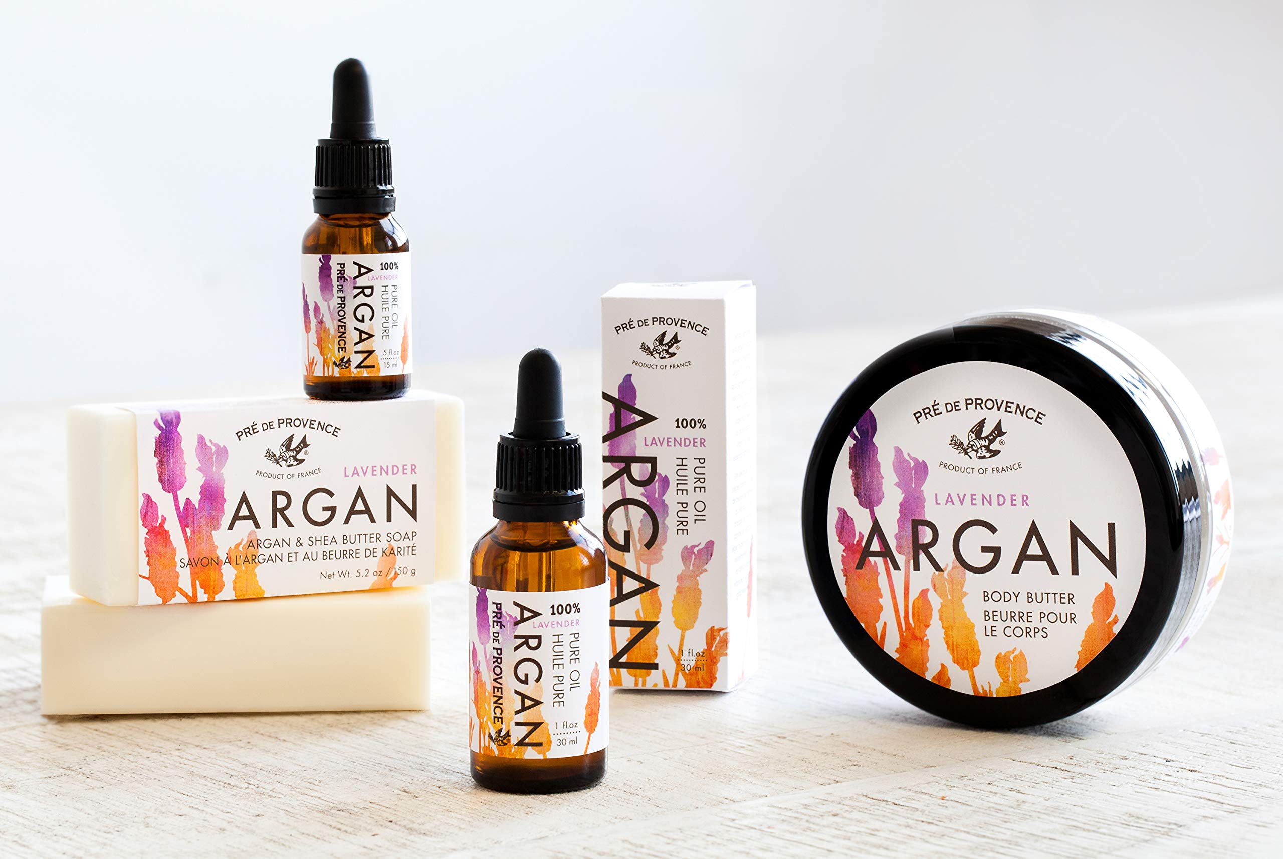 Pre De Provence Pure Moroccan Argan Oil for Skin, Face, Hair & Nails - 1oz Lavender Scented - Hydrating & Nourishing Treatment for Dry Skin & Damaged Hair - Perfect for Daily Moisturizing & Spa Nights