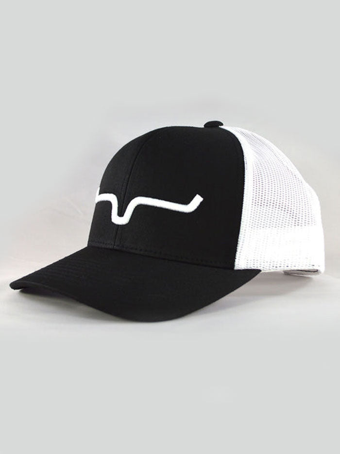 Kimes Ranch WEEKLY TRUCKER Mesh Back Baseball Cap - Black & White Adjustable Hat for Men & Women - Perfect for Outdoor, Sports, and Casual Wear
