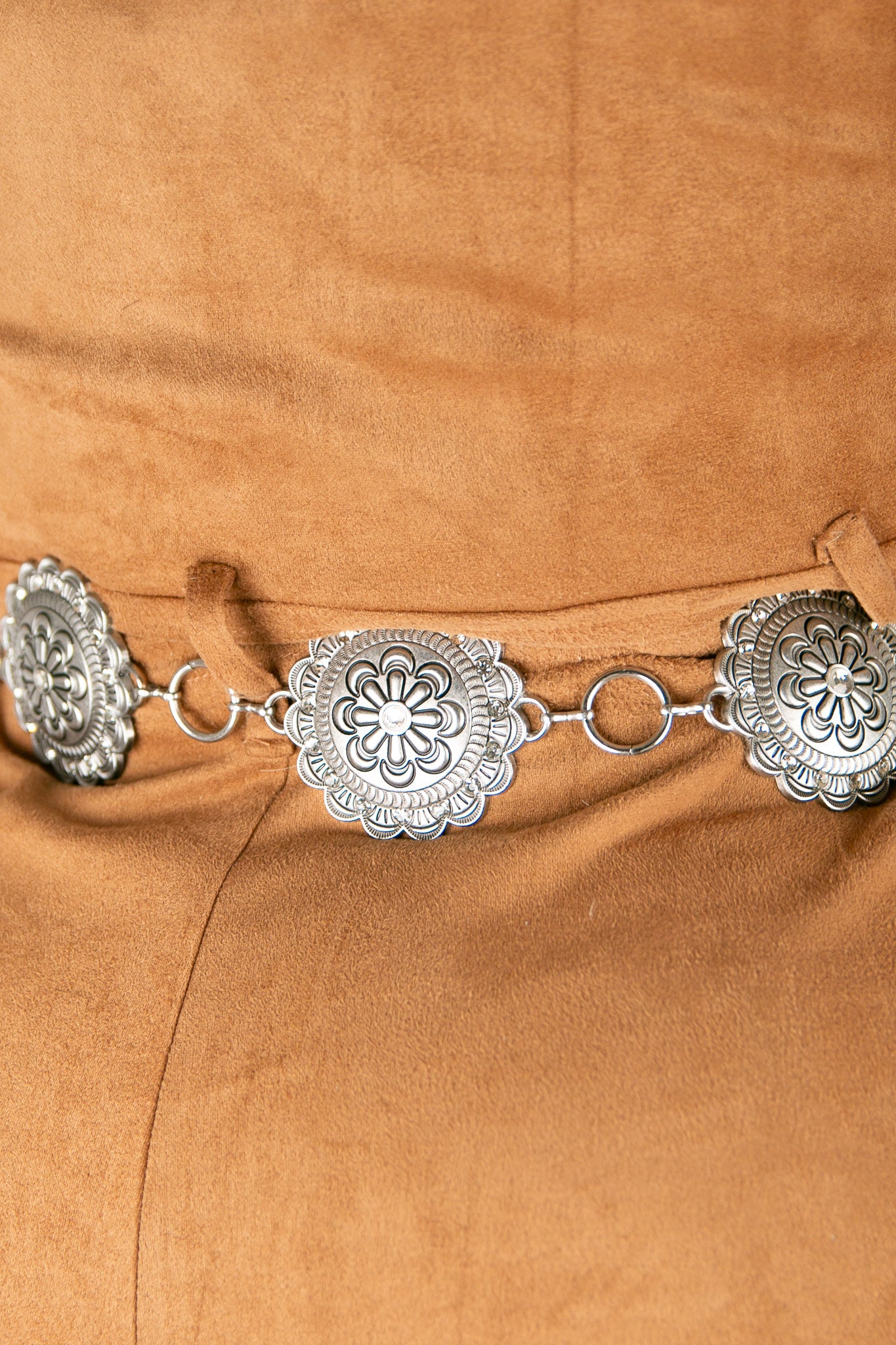 Women's Western Concho Belt with Rhinestone Buckle - Stylish Cowgirl Fashion Accessory for Jeans & Dresses - Perfect for Rodeo, Country Music Concerts & Western Parties