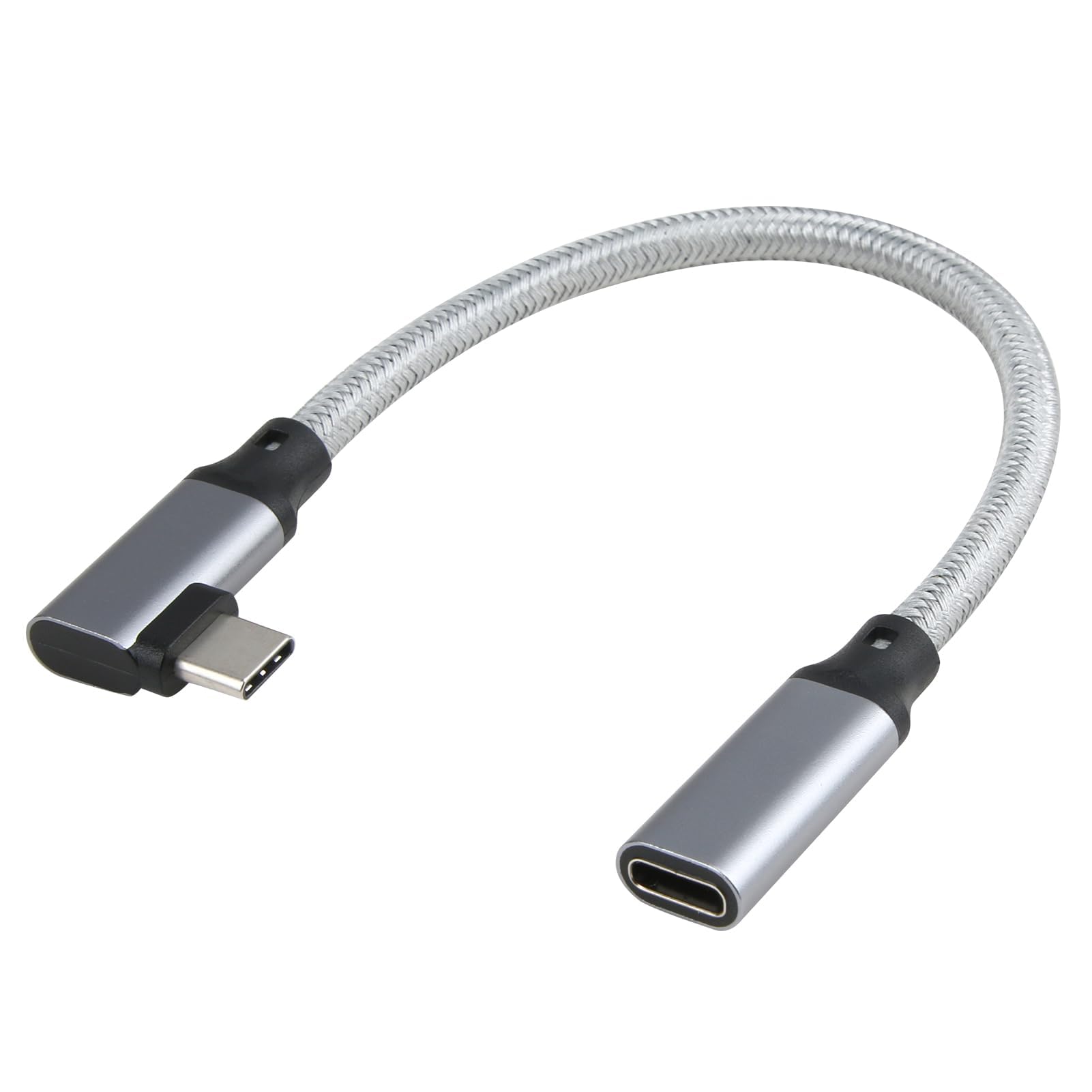 90 Degree Right Angle USB C Extension Cable - USB C 3.1 Gen 2 L-Shaped Female to Male Adapter for MacBook Pro/Air, iPad, iPhone 15/14/13, Samsung Galaxy - Perfect for Tight Spaces & Charging in Bed/Car
