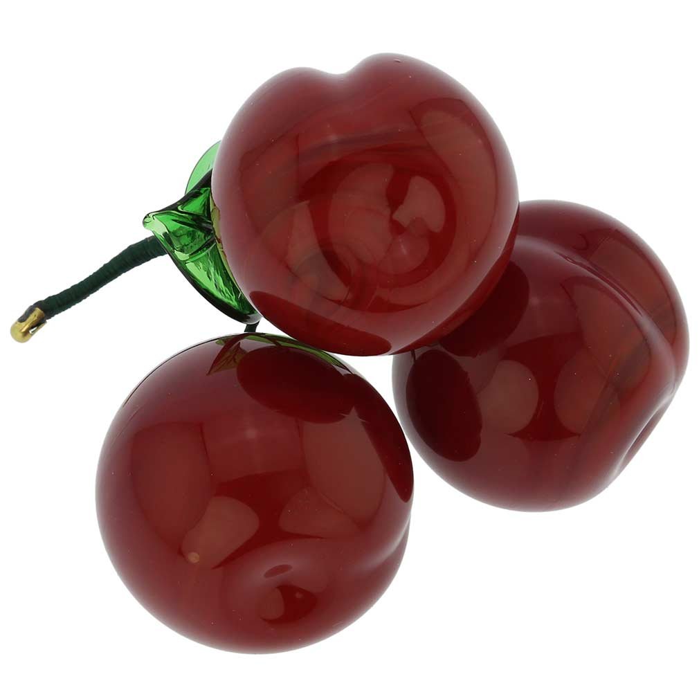 Authentic Murano Glass Cherry Figurine from Venice - Handcrafted Italian Art Glass Collectible - Perfect for Home Decor, Gift Giving & Luxury Table Centerpiece
