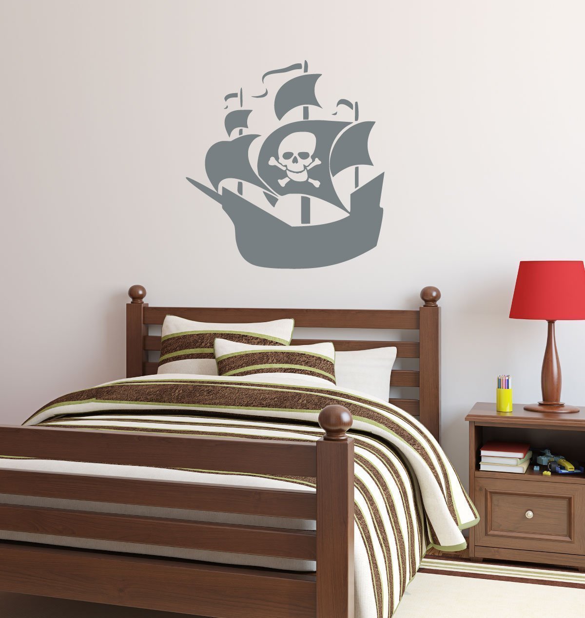Personalized Pirate Ship Wall Decal - Removable Vinyl Sticker for Boys Room, Playroom, Nursery & Classroom Decor | Perfect for Kids Bedroom, Preschool & Home Decoration