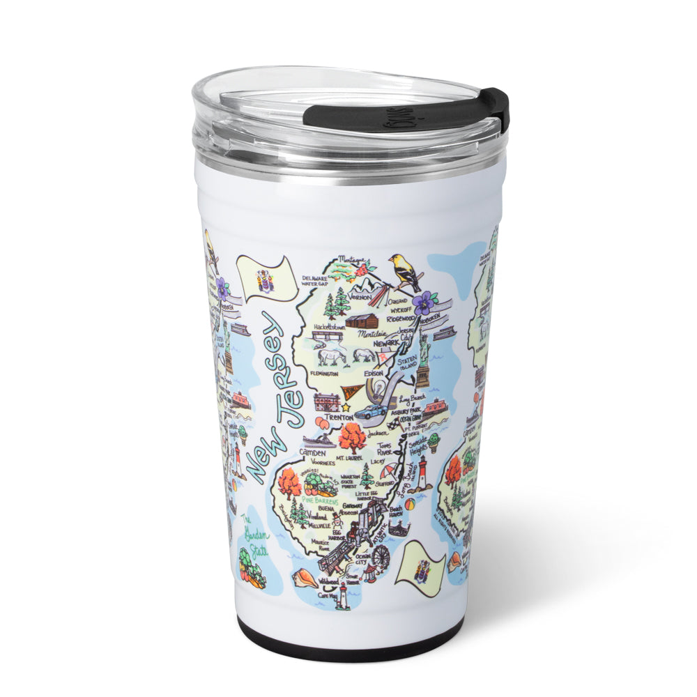 24oz New Jersey Party Cups - Bulk Disposable Plastic Cups for Parties, Events & Tailgating - Durable & Shatterproof Drinking Cups for Beer, Cocktails & Beverages