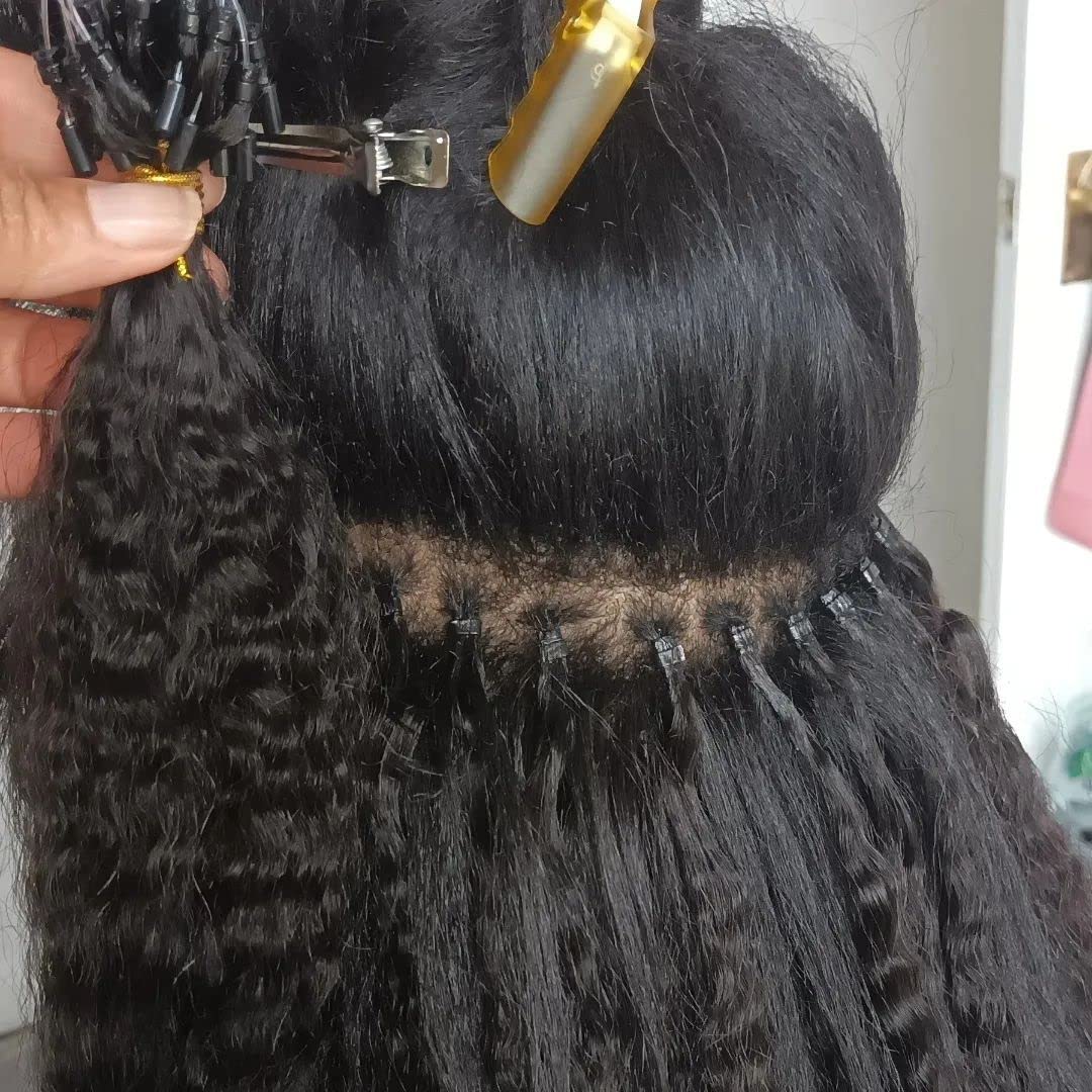 Kinky Straight Microlink Hair Extensions 22 Inch - 100% Human Brazilian Remy Hair, 200g Per Pack, 1g/Strand, Coarse Straight Micro Loop Extensions for Natural Look & Easy Styling | Perfect for Daily Wear, Parties & Special Occasions