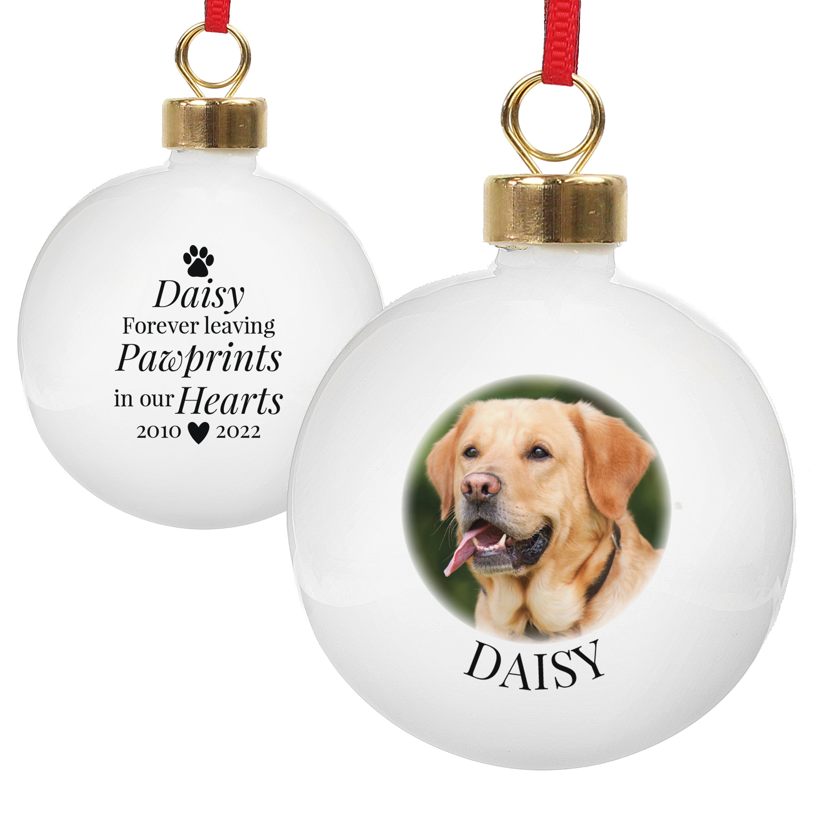 Personalized Paw Print Memorial Photo Ornament - Custom Pet Keepsake for Dogs & Cats - Perfect for Pet Loss Gifts, Christmas Tree Decorations & Memorial Displays