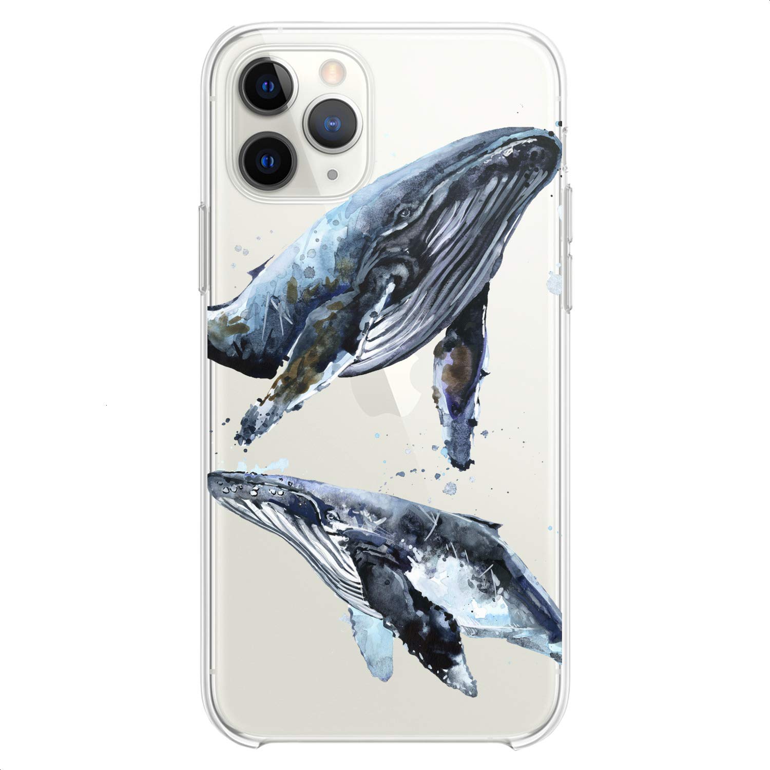 Premium Clear TPU Phone Case for iPhone 16/15/14/13/12/11 Pro Max/Plus/Mini/XS/XR/X/8/7/6/5/SE - Cute Ocean Fish & Whale Design, Slim Flexible Silicone Cover with Sea Animal Print - Perfect for Kids, Teens & Beach Lovers