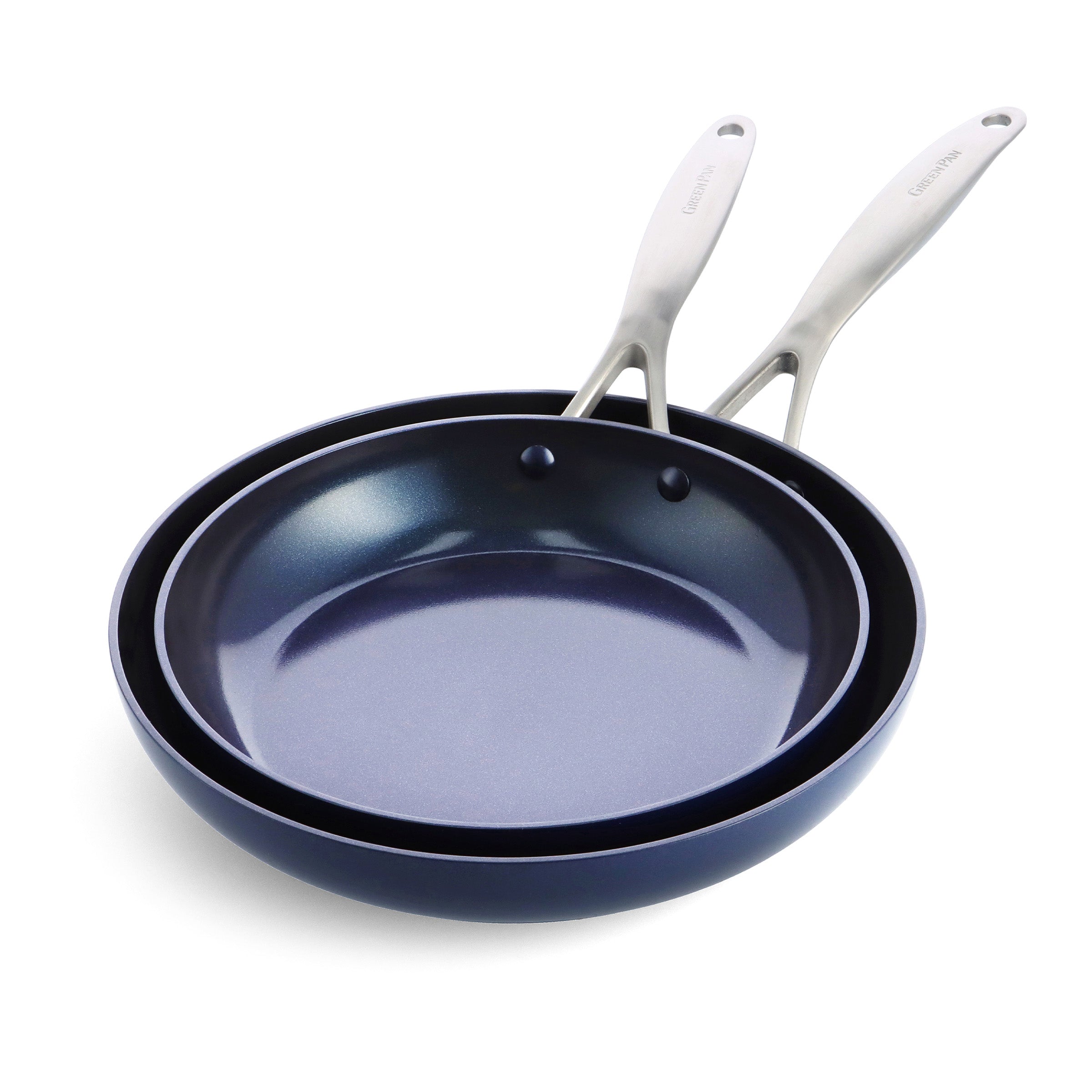 Valencia Pro Ceramic Nonstick 10-Inch & 12-Inch Frying Pan Set - Midnight Blue | Healthy Cooking, Sauteing & Frying | Dishwasher Safe Pans for Home & Restaurant Use