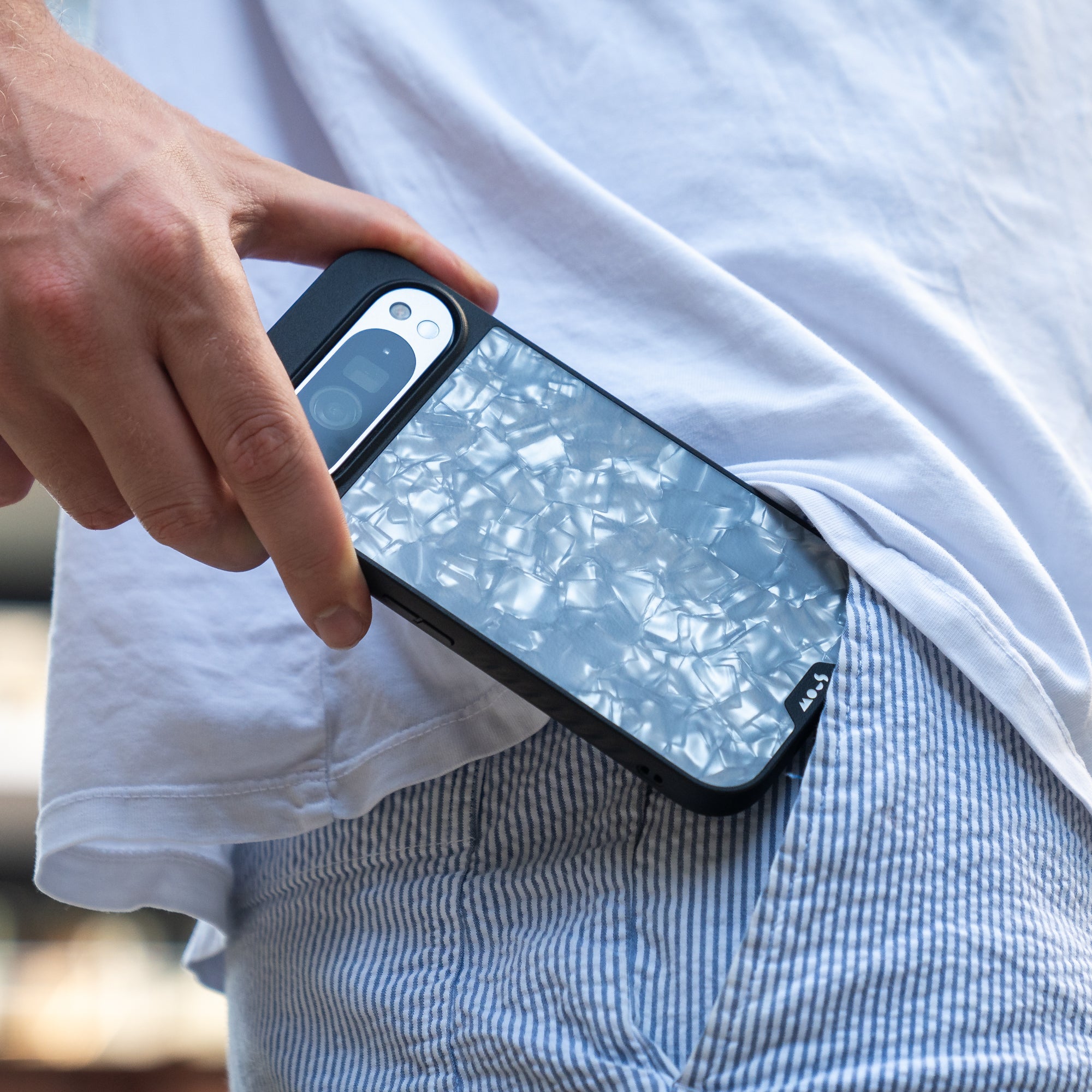 MagSafe Compatible Silver Pearl iPhone Case - Slim Protective Cover for iPhone 13/14 Pro Max with Magnetic Alignment | Perfect for Work, Travel & Everyday Use