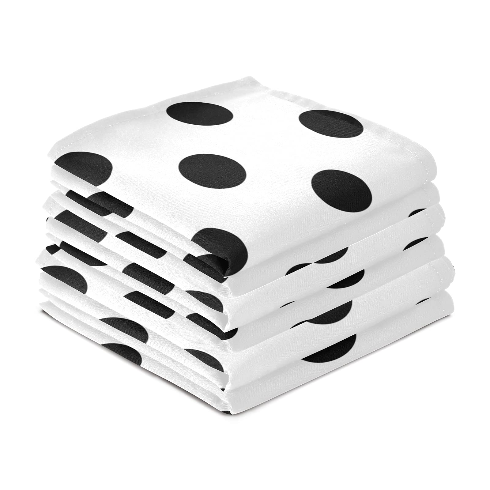 Susiyo Super Soft Absorbent Kitchen Dish Towels Set of 4 - Black and White Polka Dot Microfiber Polyester Dish Cloths (28x18 Inch) | Decorative Tea Towels for Drying Dishes, Cleaning Countertops & Stylish Kitchen Decor