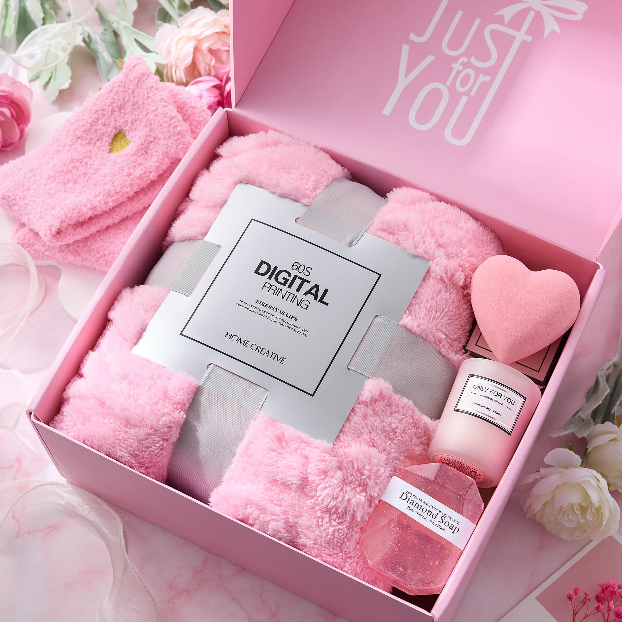 Luxury Flannel Blanket Self Care Gift Basket for Women - Birthday, Valentine's Day, Mother's Day, Christmas, Retirement Gifts for Mom, Wife, Sister, Girlfriend & Best Friend - Perfect for Relaxation, Spa Nights & Cozy Home Comfort