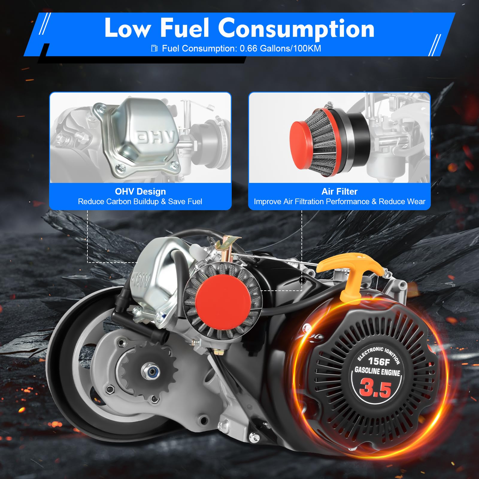 100cc 4 Stroke 3HP Bicycle Engine Motor Kit - Complete Gas Powered Bike Conversion Set with Belt Drive for Adults | Perfect for Commuting, Off-Road Adventures & DIY Motorized Bicycle Projects