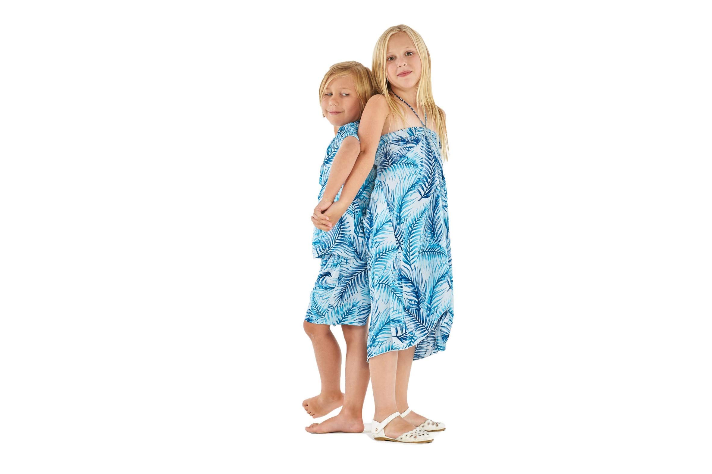 Hawaiian Luau Outfits for Siblings - Matching Boy & Girl Tropical Shirts & Dresses in Vibrant Patterns | Perfect for Family Vacations, Beach Parties & Summer Photoshoots