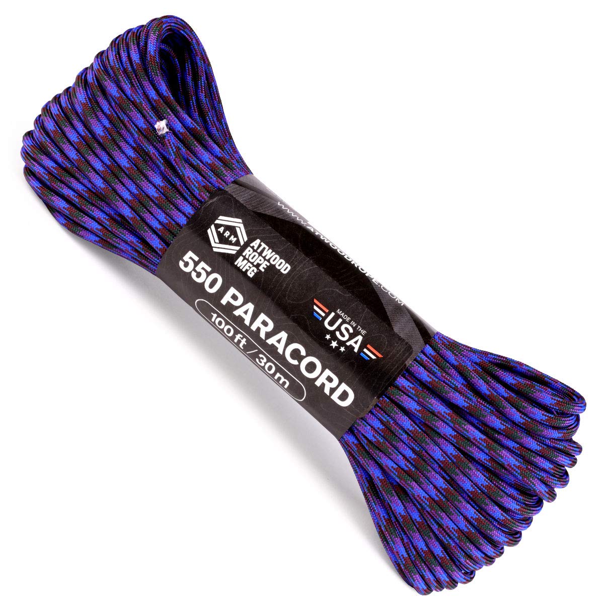 Atwood 550 Paracord 100ft - 7-Strand Nylon Survival Rope for Camping, Hiking & DIY Crafts (Oil Slick)