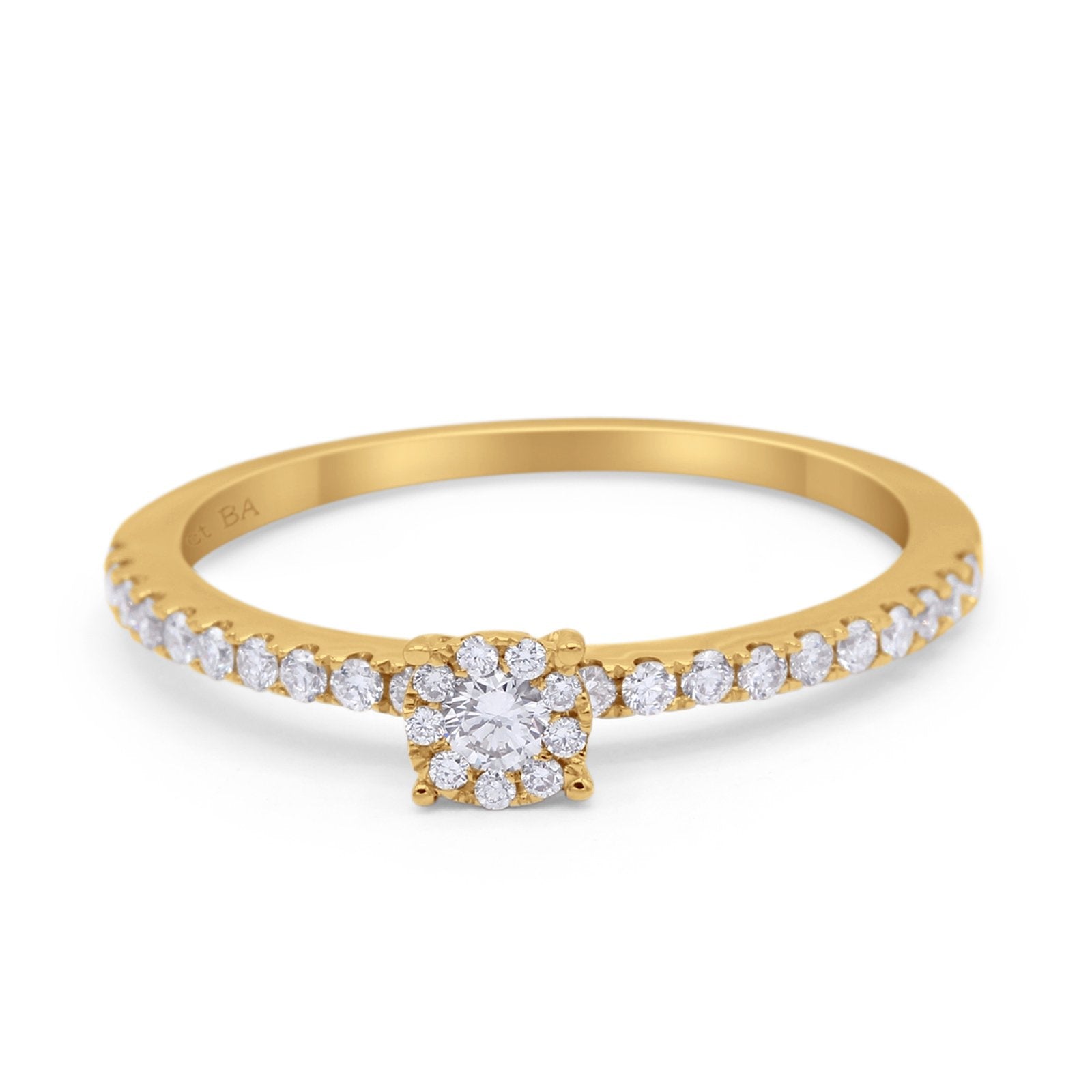 14K Gold Vintage Art Deco Bridal Wedding Ring - 0.27tcw Natural Pave Diamond Halo Engagement Ring (G SI) for Romantic Proposals & Anniversary Gifts