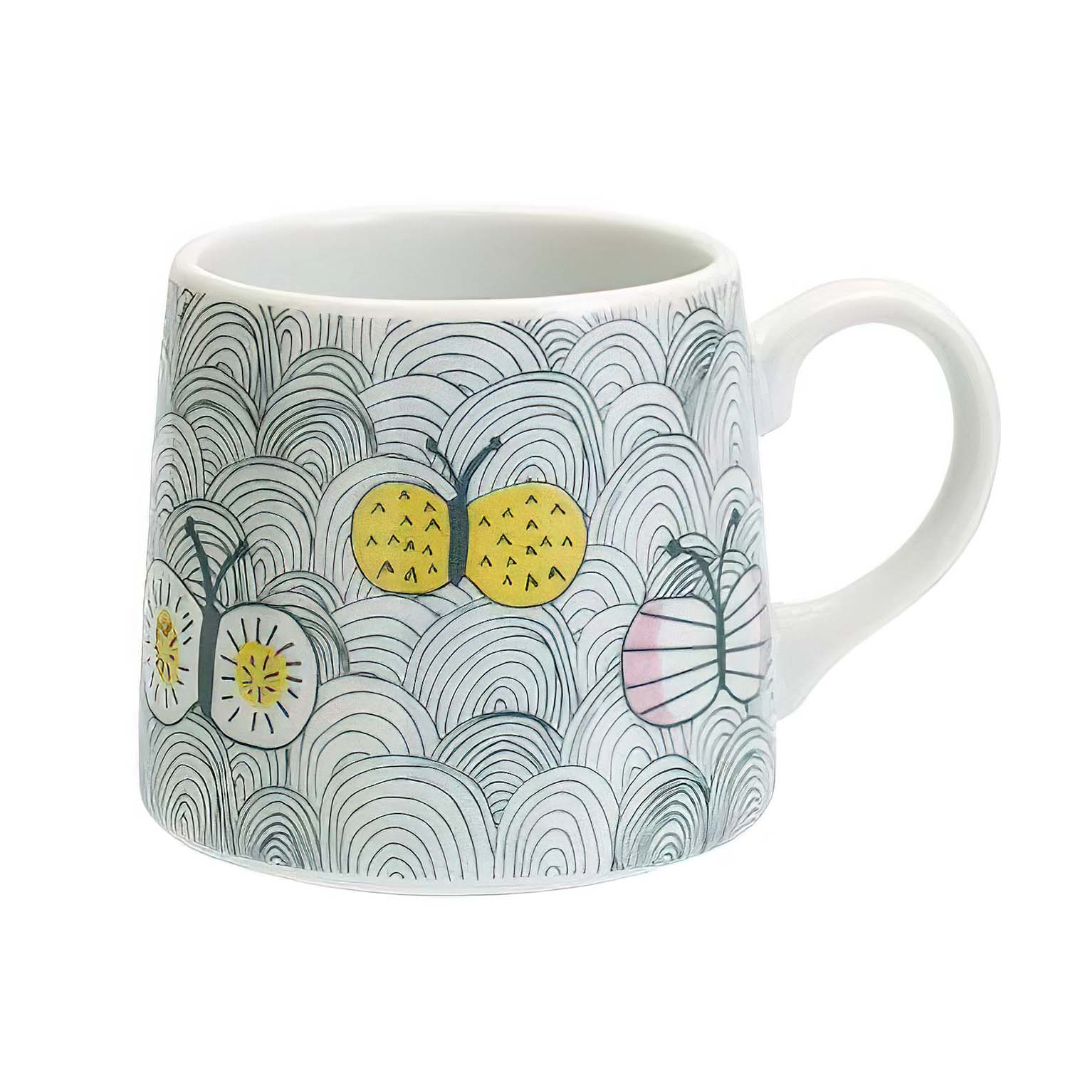 Harekutani Porcelain Butterfly Mug - Elegant Floral Tea Cup with Handle, Perfect for Coffee, Tea & Hot Drinks - Ideal Gift for Home, Office & Garden Use